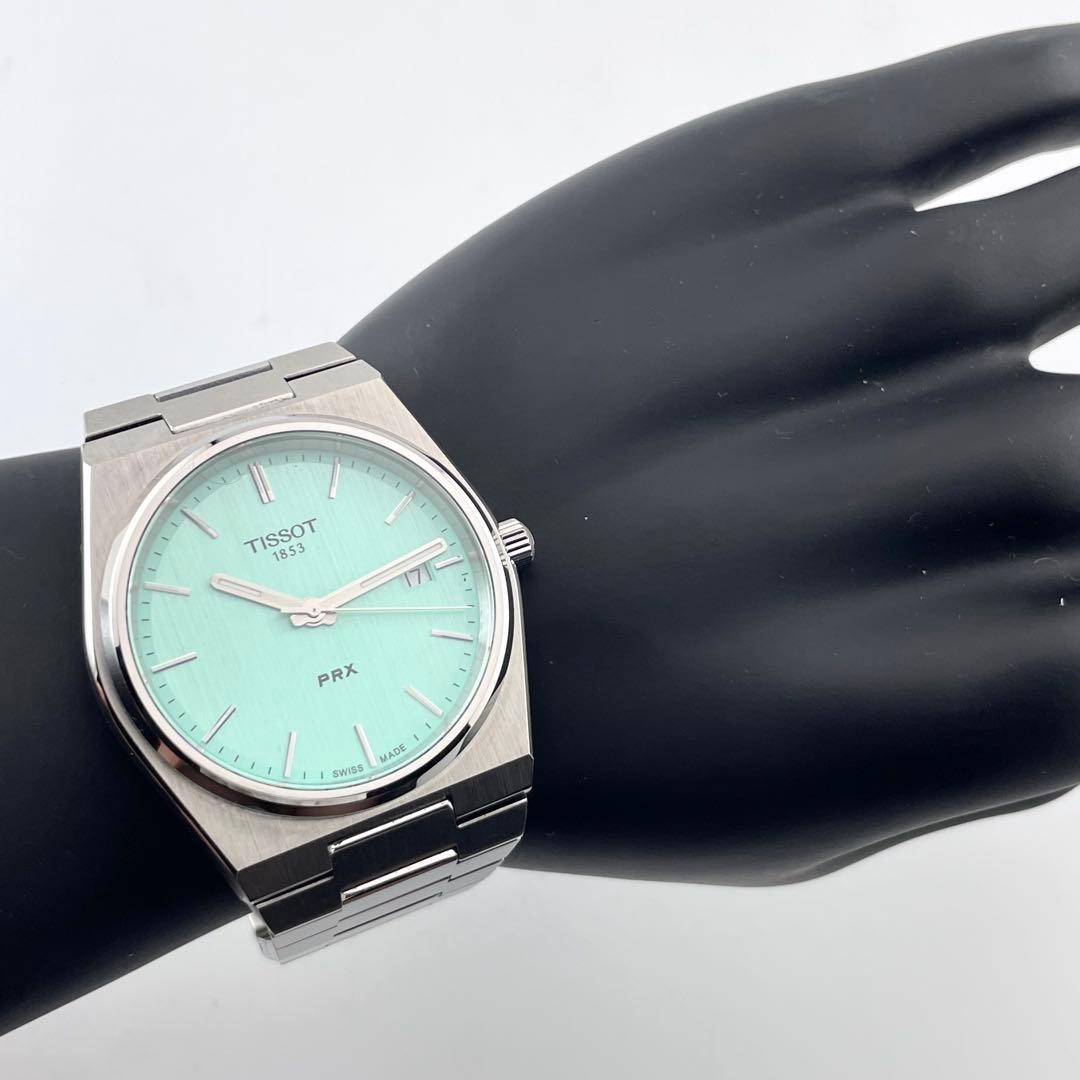 Tissot PRX Quartz Watch Mint Green Stainless Steel 399mm Used