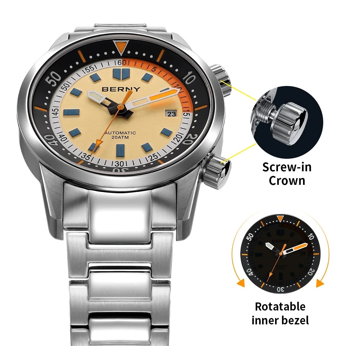 Hight Quality Diver Men’s Automatic Mechanical Luminous 20ATM Sapphire Watch