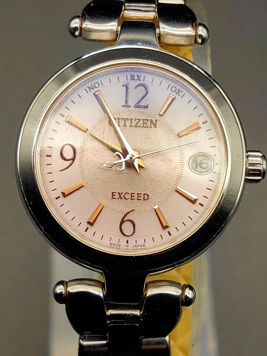 Citizen Exceed Eco Drive Radio Clock Shell Dial Ladies H058 T017525 Operational