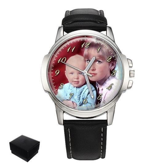 PERSONALIZED CUSTOM MENS WRIST WATCH YOUR PHOTO FATHER’S DAY BEST GIFT ENGRAVED