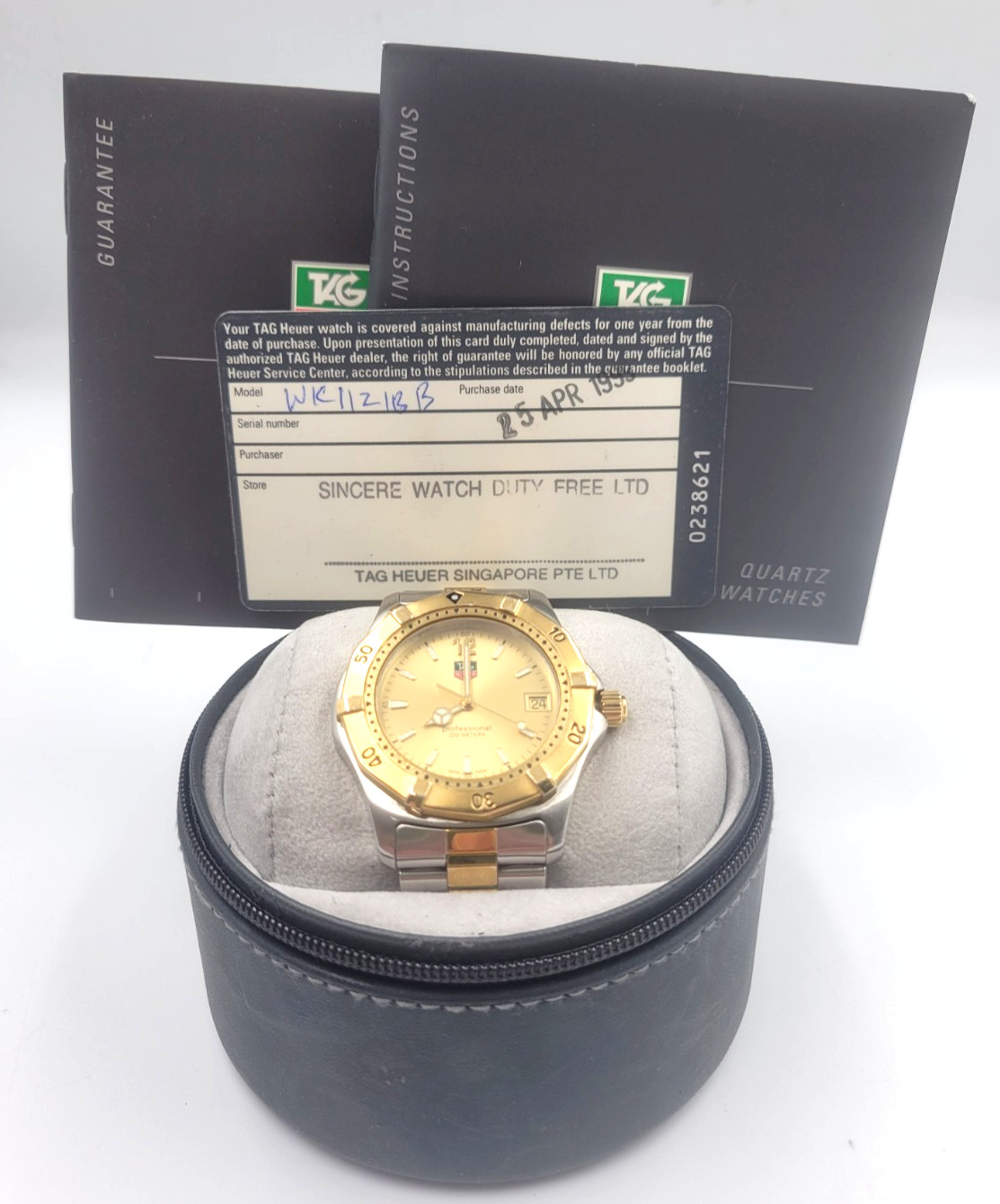 Tag Heuer Men’s Watch WK1121-0 Swiss Quartz Gold Dial Two Tone Professional 200