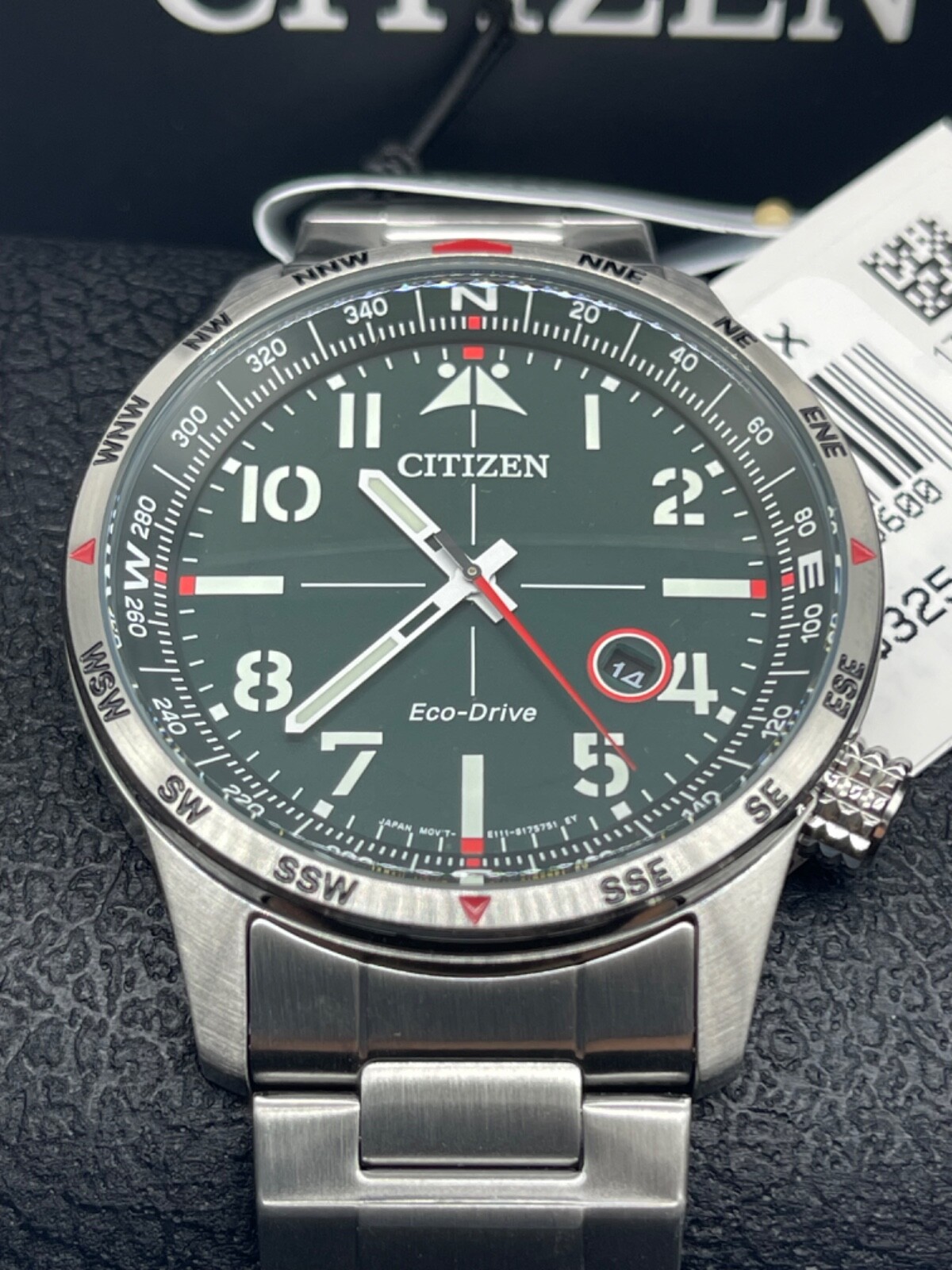 $325 CITIZEN Eco-Drive AVION Stainless Steel Men’s Watch BM7551-50X X NEW