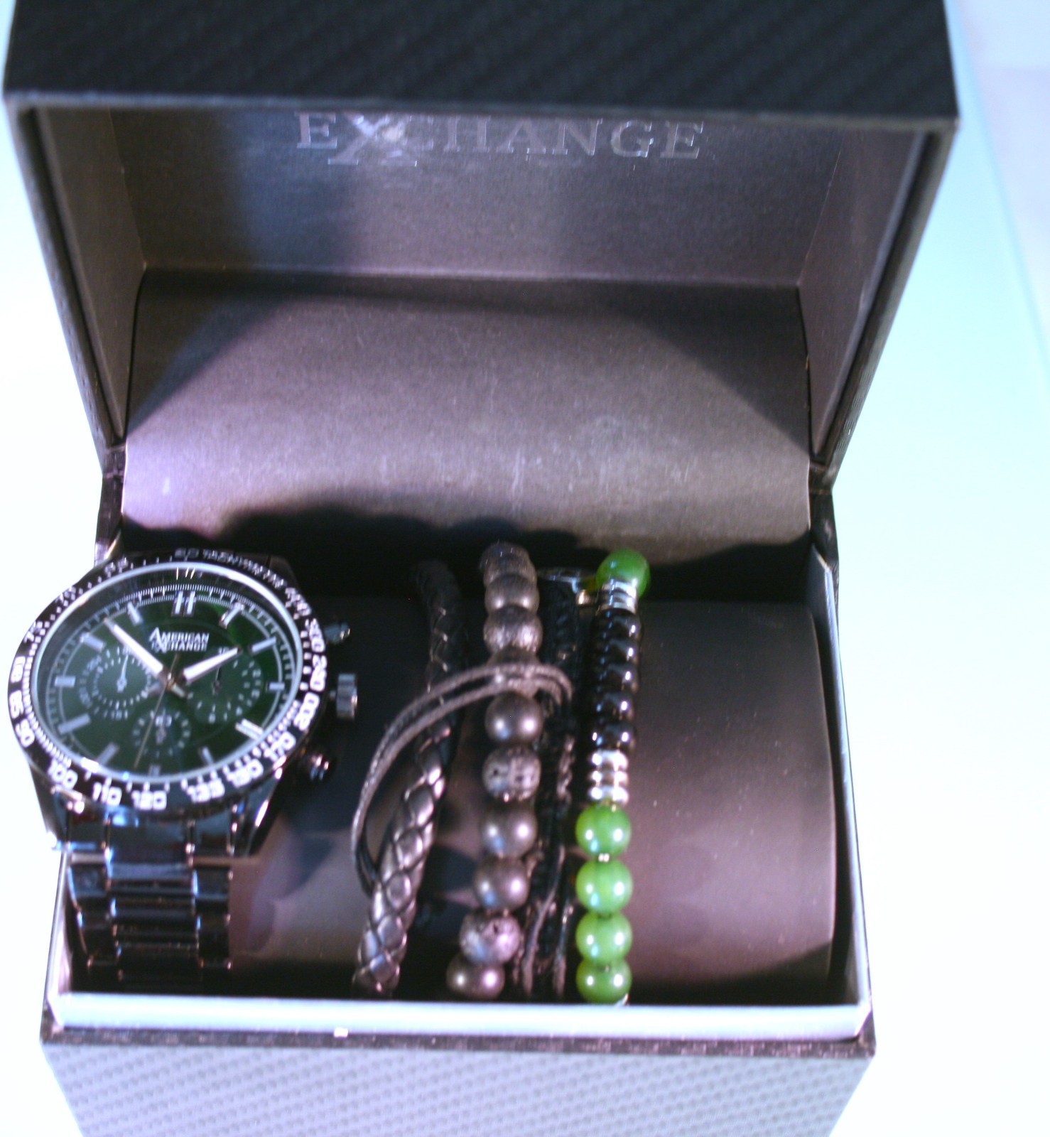 American Exchange Men’s Analog Watch & Stackable Bracelet Set,