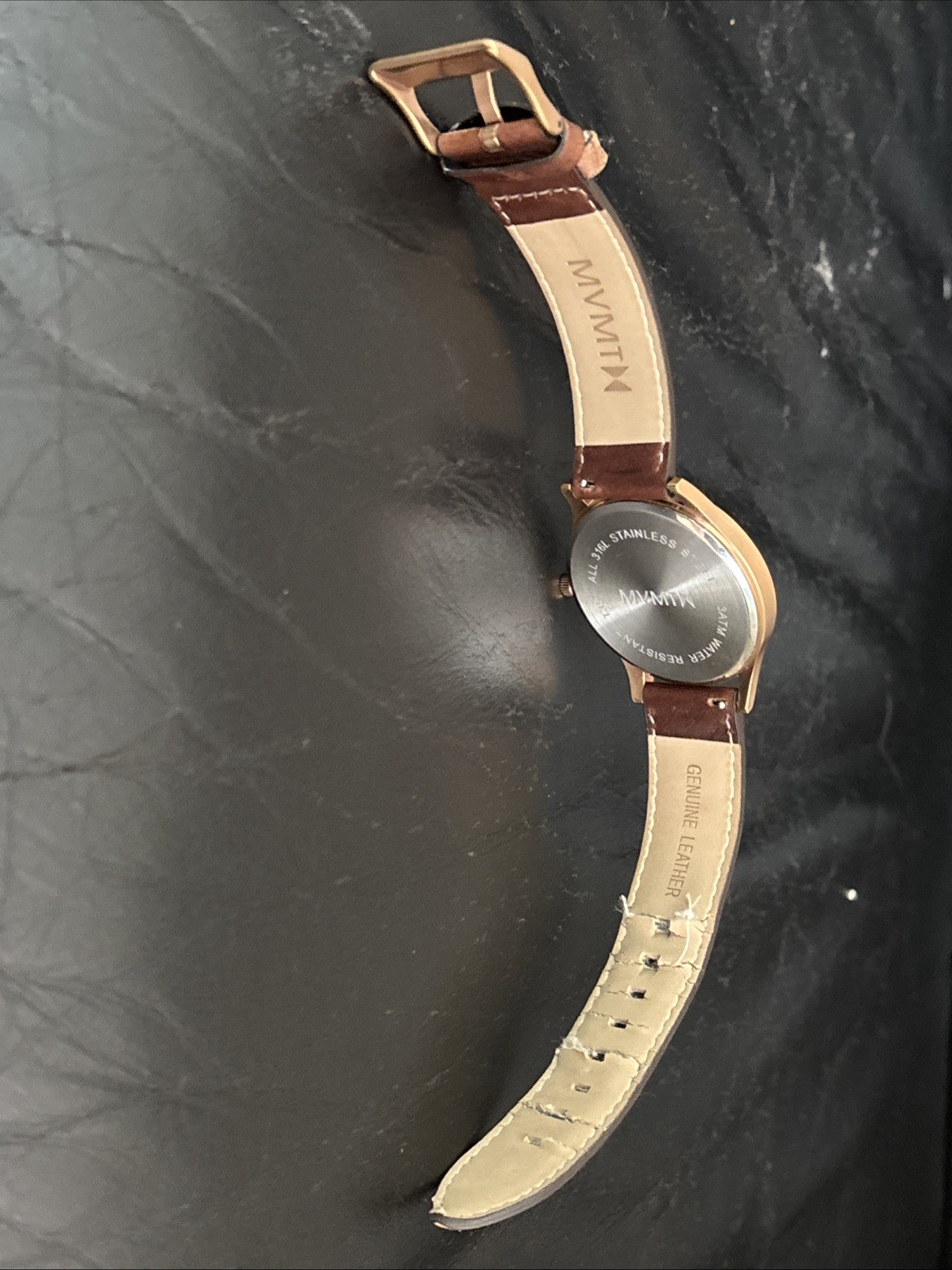 MVMT Men’s Watch, Stainless Steel Case 3ATM Genuine Leather Water Resistant