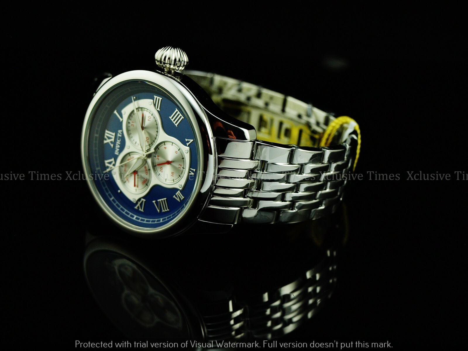 Invicta Men 45mm Vintage Mirror High Polished MultiFunction SS Bracelet Watch