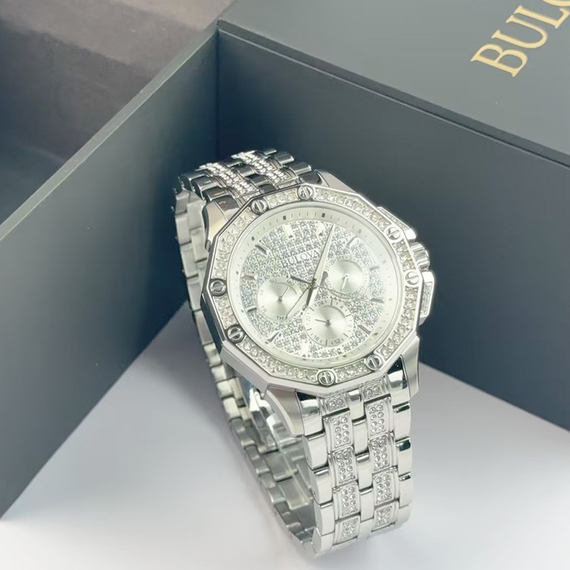 Bulova Octava Crystal 96C134 Silver Dial Stainless Steel Men’s Quartz Watch