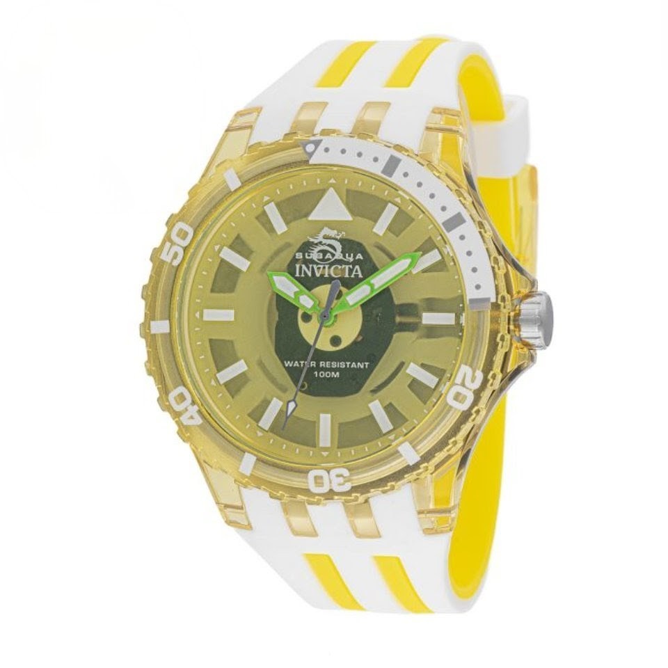 Invicta Subaqua Men’s 44mm Watch Transparent Yellow Green Silicone Sport 69451