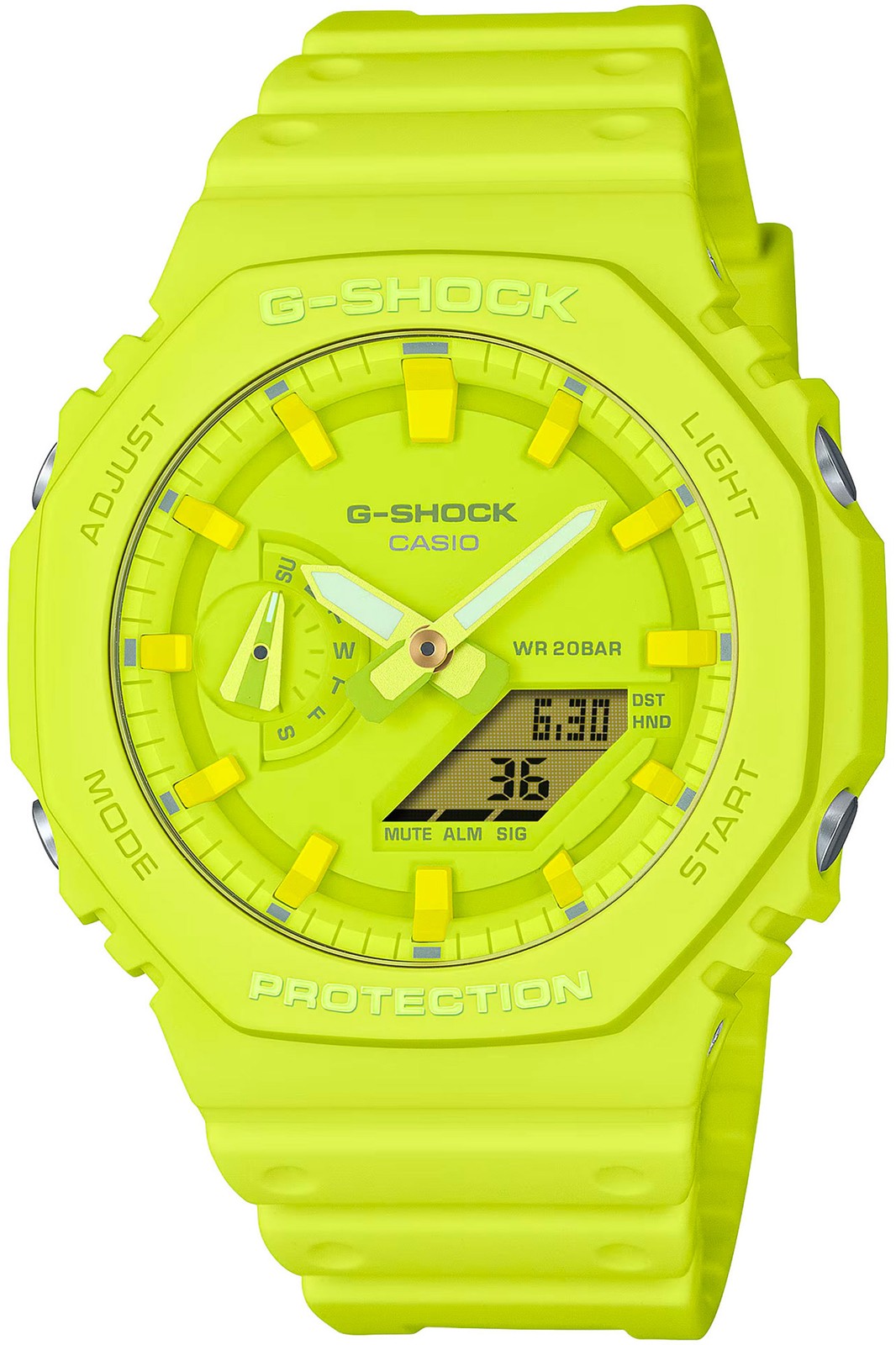 CASIO Watch – GA-2100-9A9ER for Male Yellow in Carbon fiber