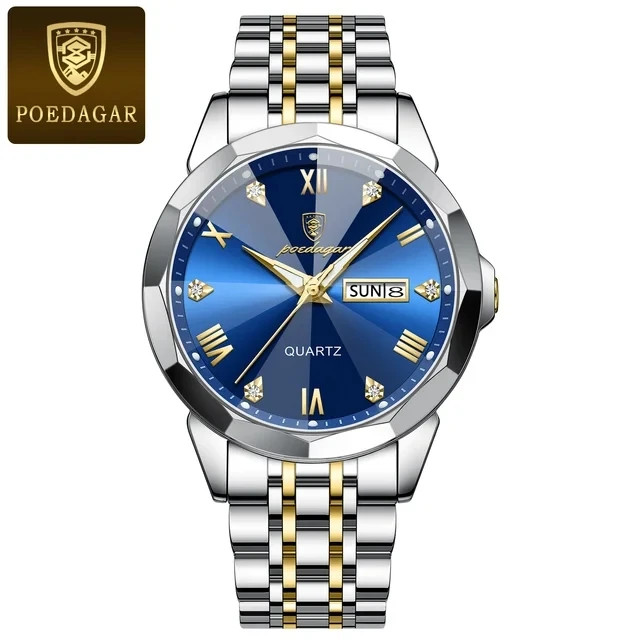 POEDAGAR 810 Men’s Luxury Quartz Watch Waterproof Luminous Date Week Sport