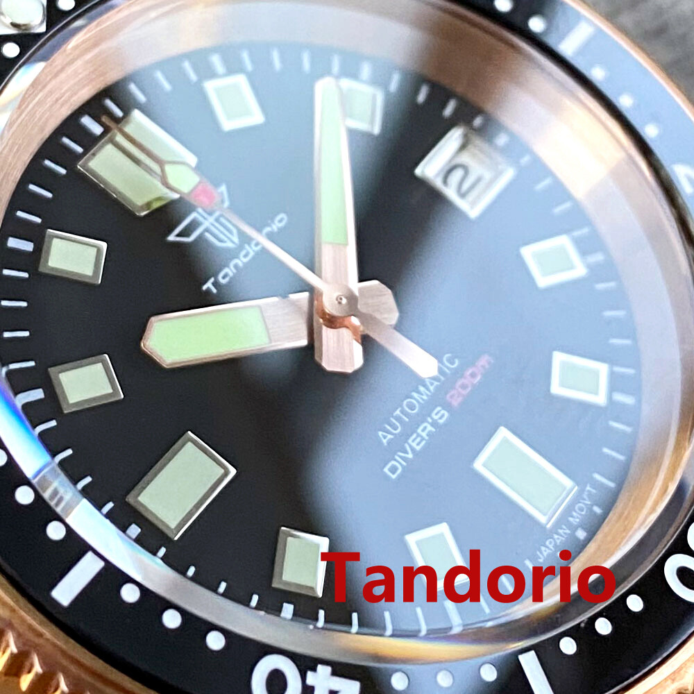 44mm Tandorio Mother of pearl Solid Full Cusn8 Bronze NH35A 20ATM Men Watch Date