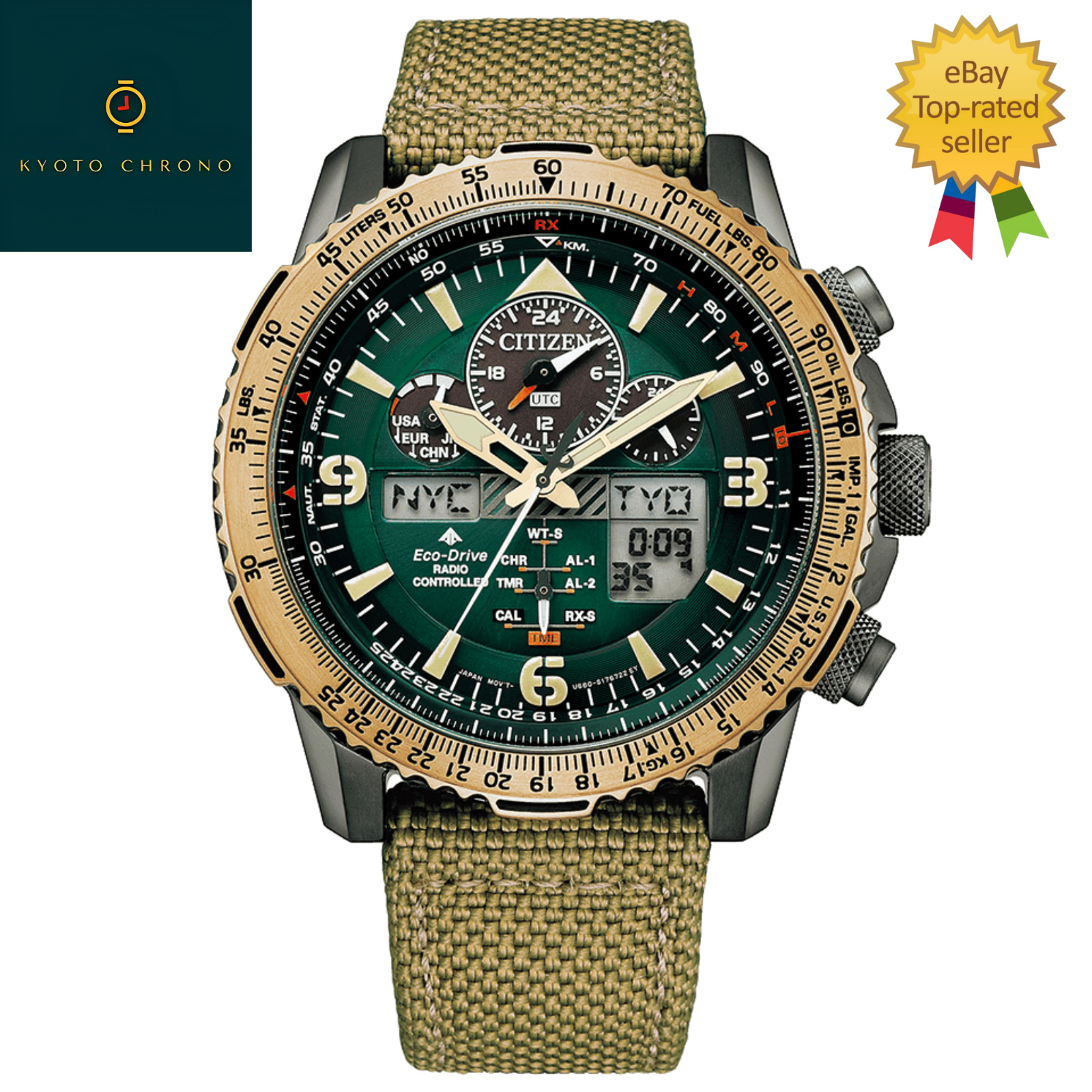 Citizen Promaster JY8074-11X Beige Green Military Eco-Drive Men Japan Watch NEW
