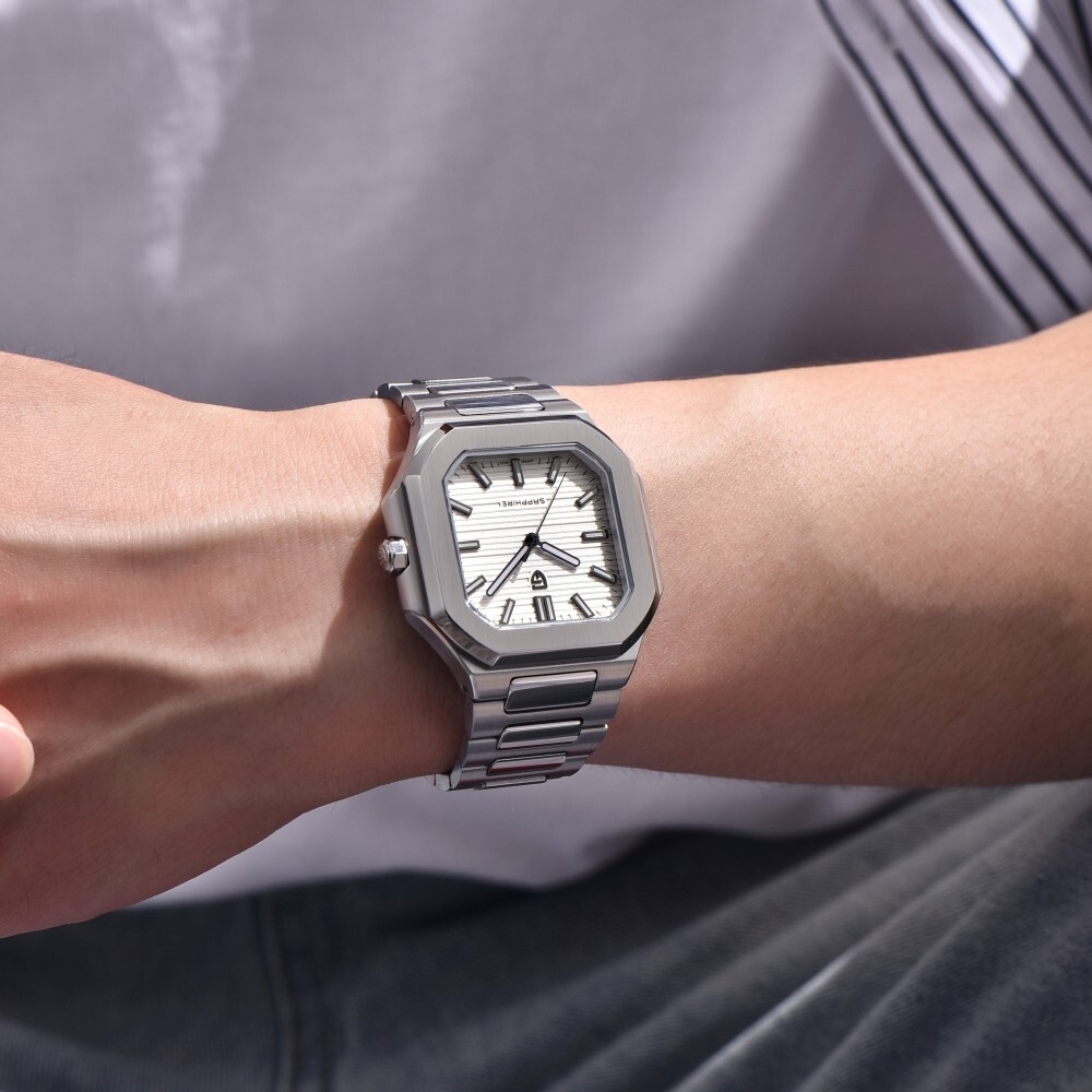 Men’s Quartz Square Watch Japan VH31 Movement Sapphire Glass Waterproof Luminous