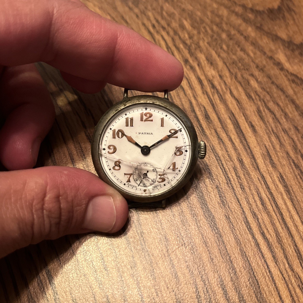 Patria Military Trench Watch 15 Jewels Swiss Made As Is Untested