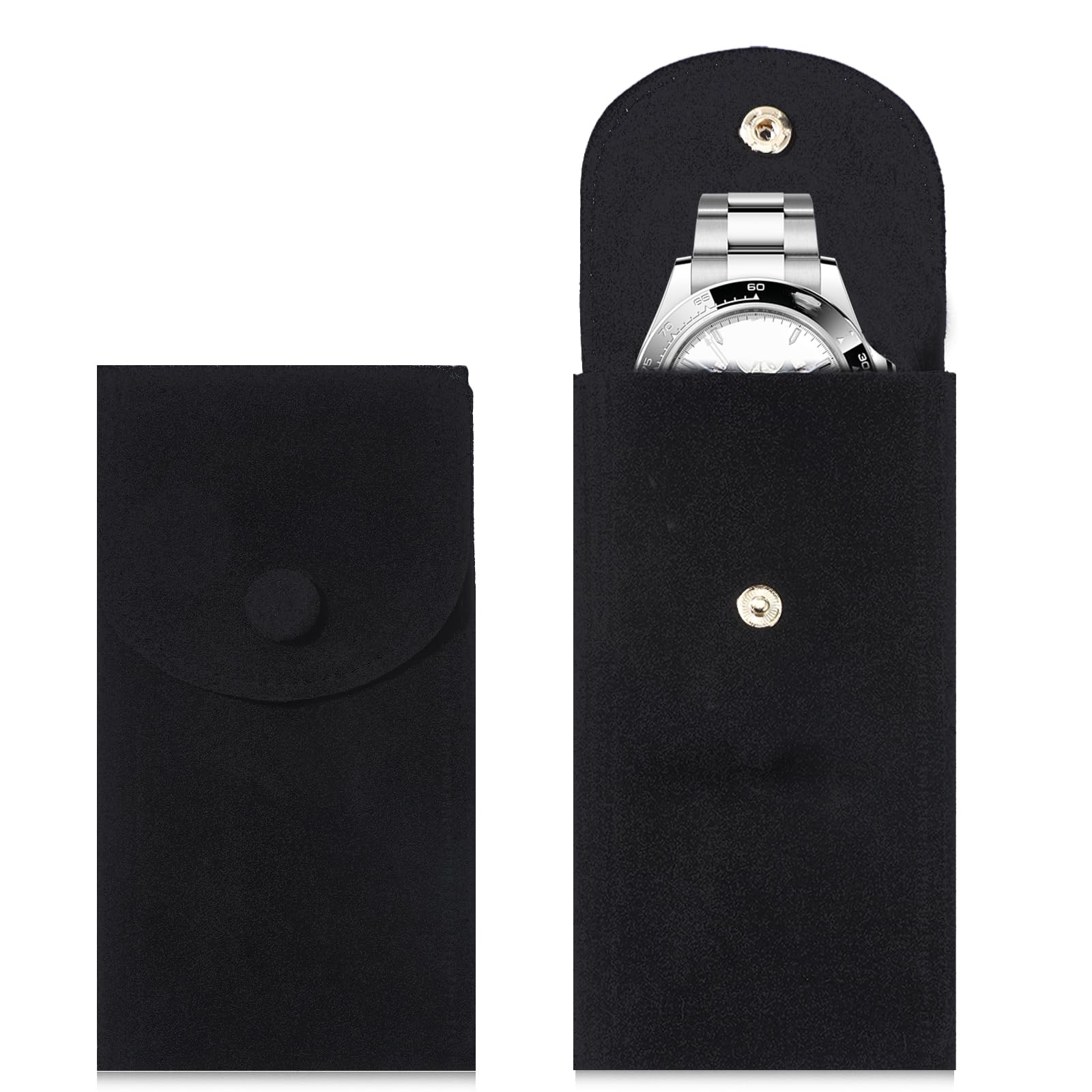 2 Pcs Velvet Watch Pouch Portable Flannelette Watch Storage Bag Single Travel Po