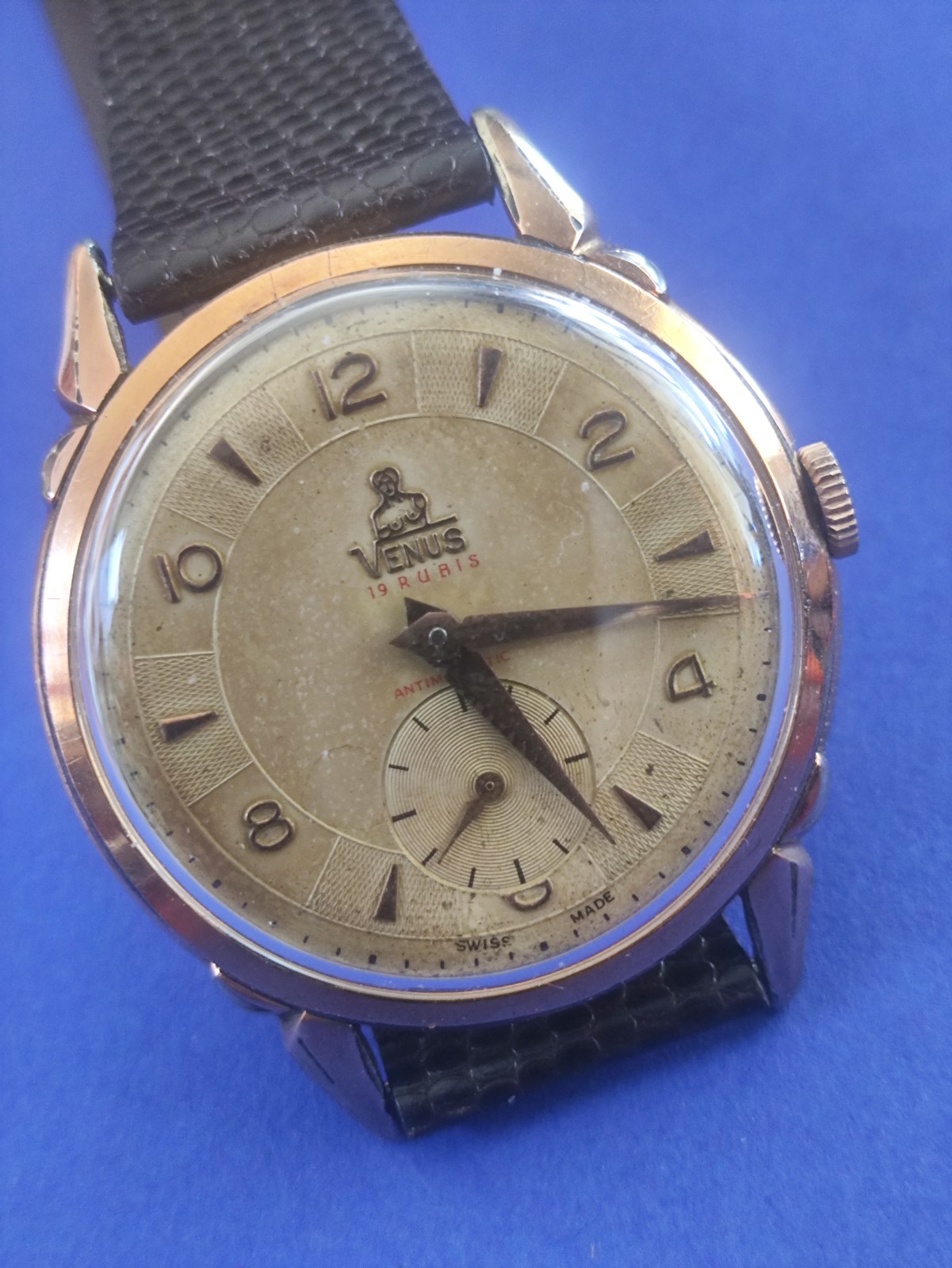 Vintage 36.5mm VENUS 21Jewels Manual Wind Mens Watch _4176