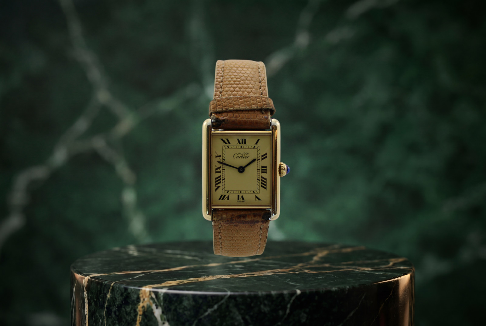 Cartier Tank Vermeil 590005 Quartz 23mm 925 Gold Plated Watch