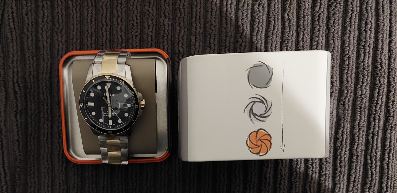 Fossil FB-01 Mens Watch Date 42mm Two Tone Case Band FS5653 Quartz Analog