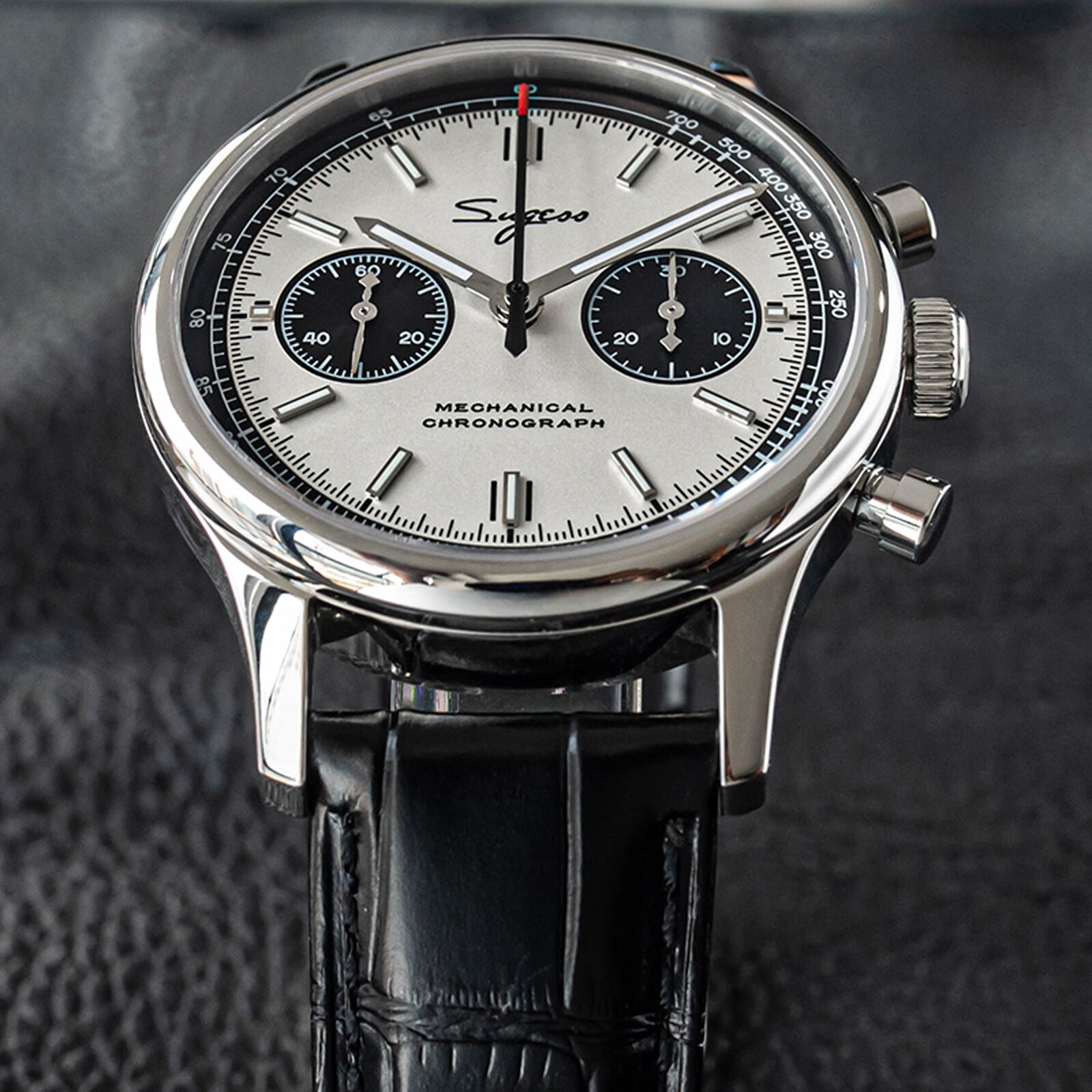 Sugess Chrono Heritage SWANNECK Panda Dial Chrono Watch SEAGULL 1963 SUPANK002SN