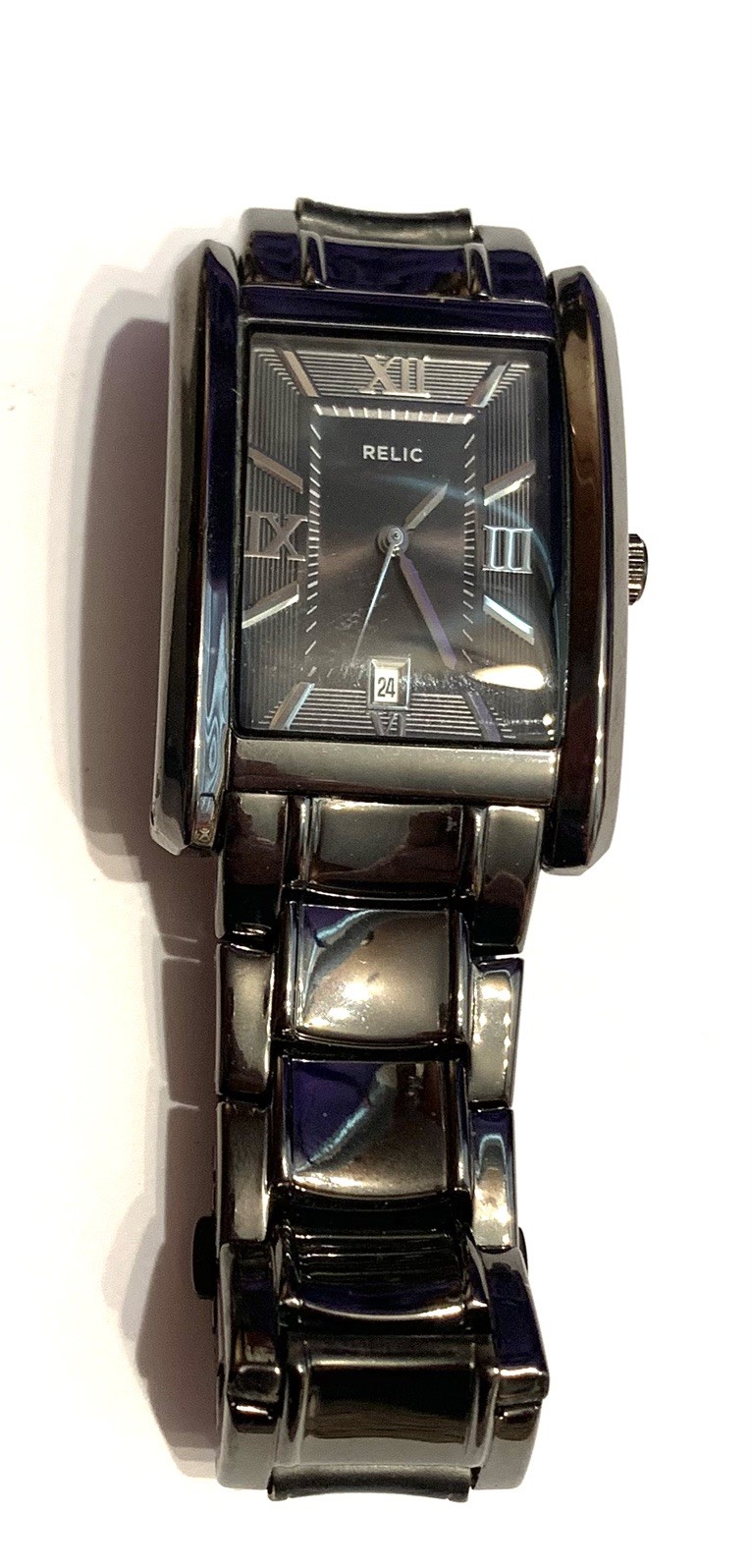RELIC Wrist Watch Gun Metal Glossy Finish New Battery EUC