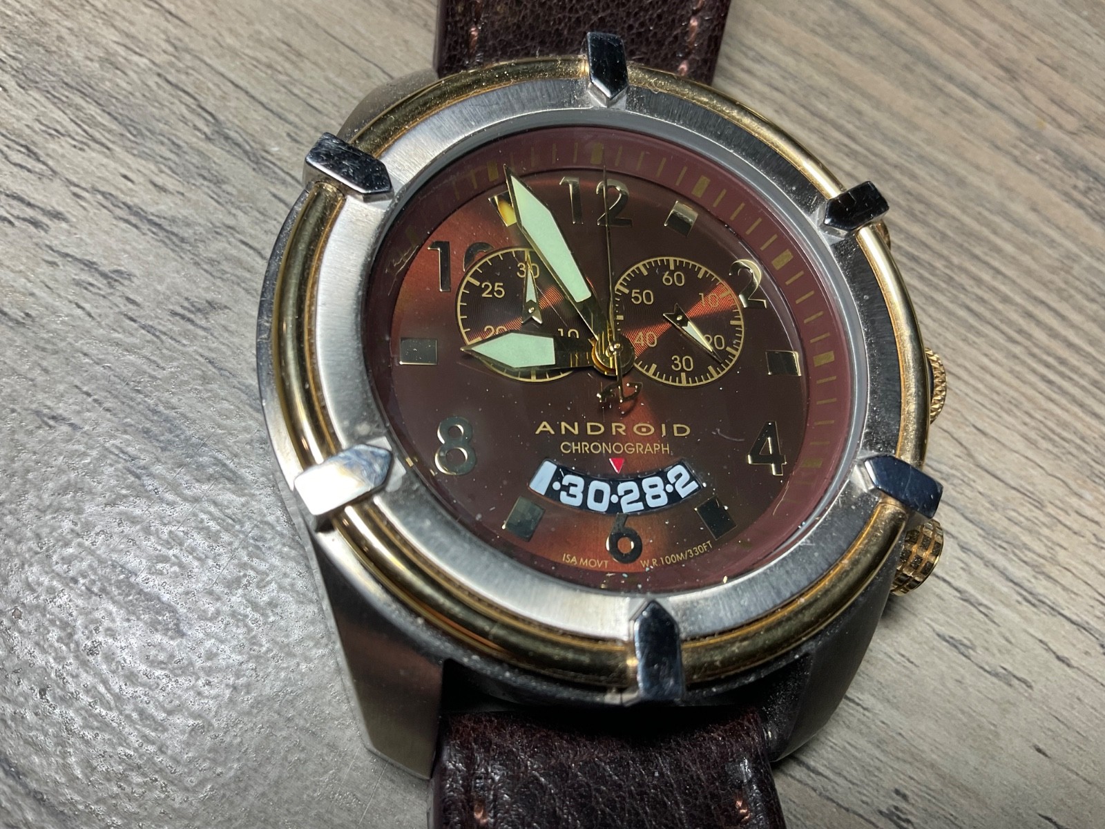 Vintage ANDROID Naval-2 AD466 Chronograph Leather Mens Watch – AS IS