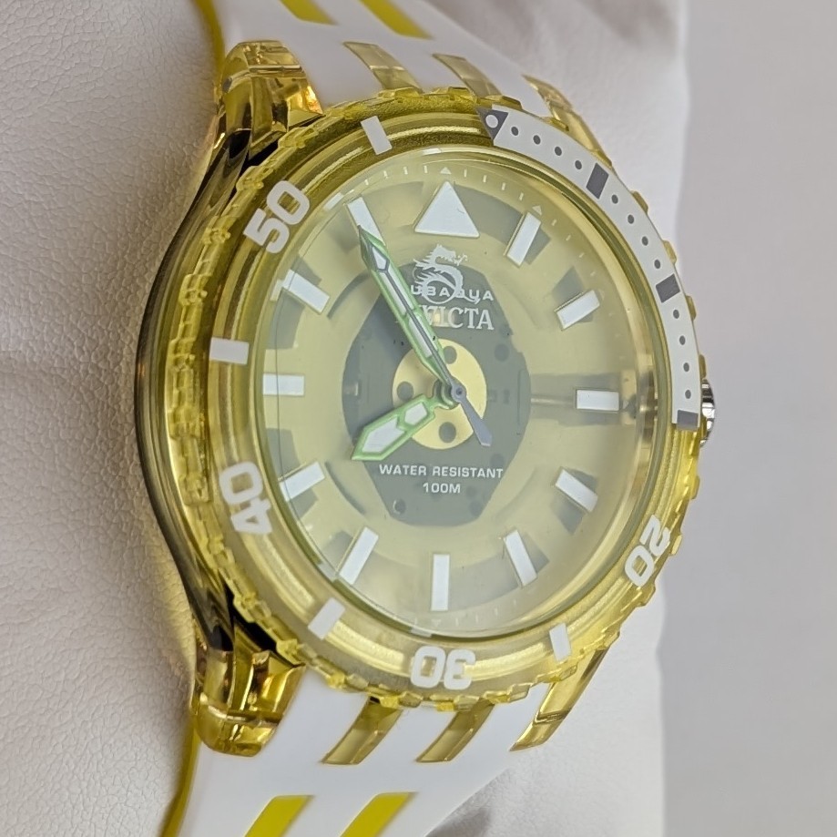 Invicta Subaqua Men’s 44mm Watch Transparent Yellow Green Silicone Sport 69451