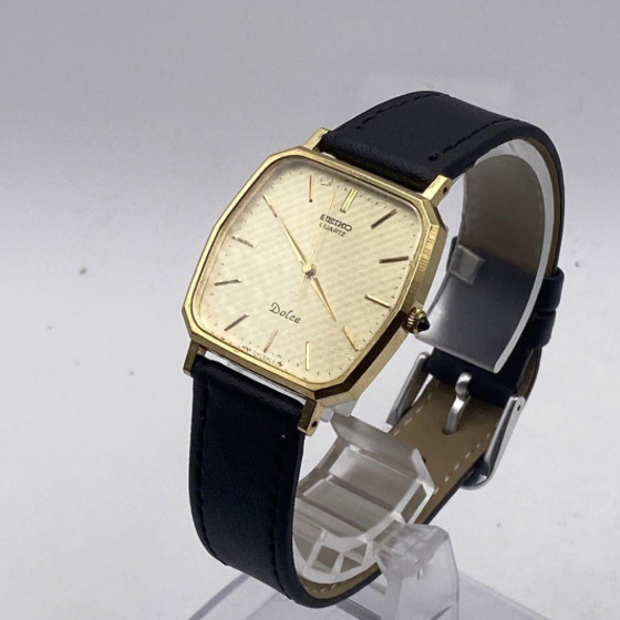 [Near MINT] Vintage 1985 SEIKO Dolce 7731-5120 Gold Hexagon Men’s Qz Watch JAPAN