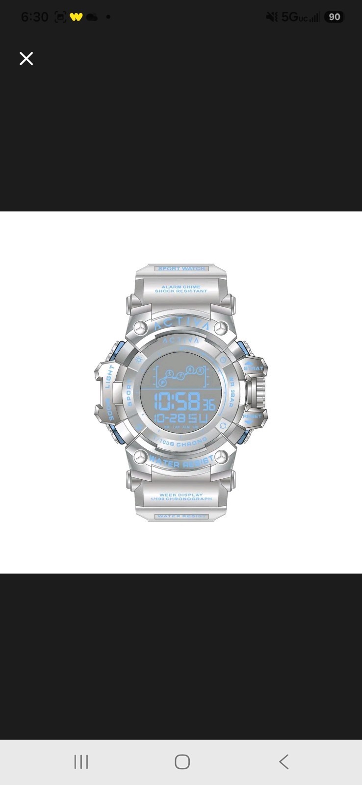 Activa X Invicta Digital 50mm Unisex Chrono Sports Watch – Silver (ACW8082-025)