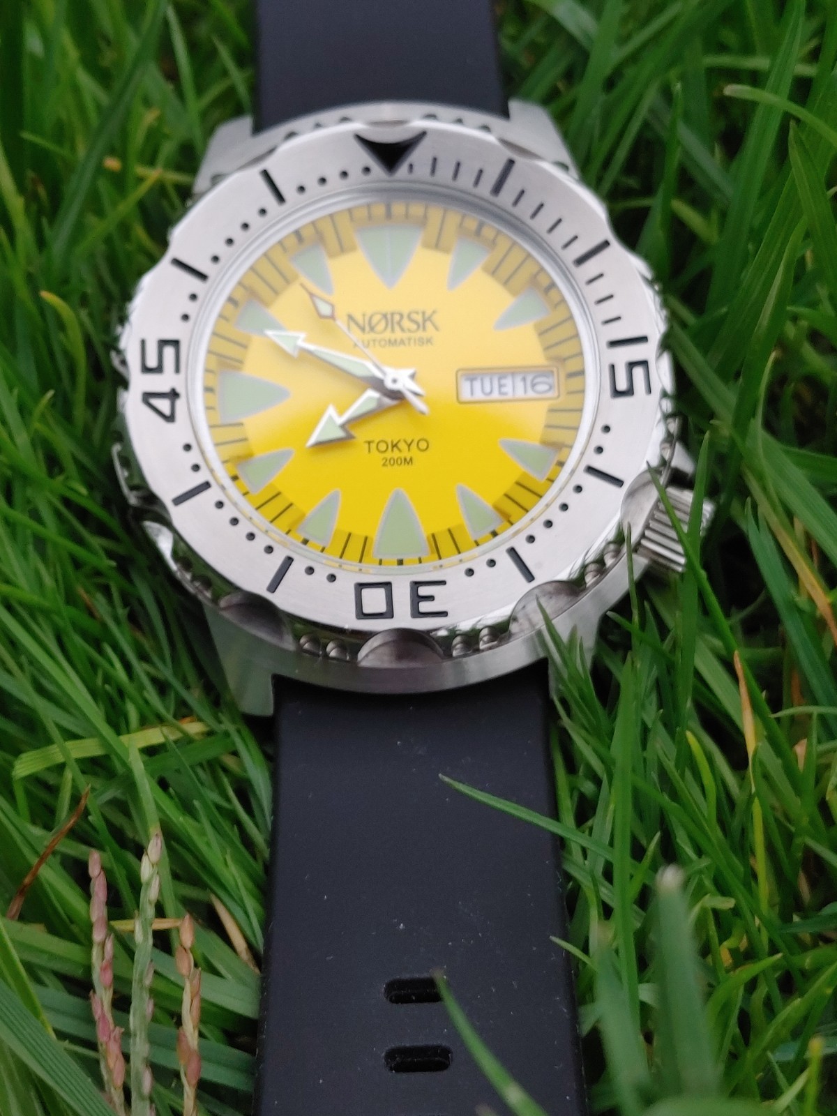 Automatic Sea Monster Watch, Norsk, Diver, Seiko NH36a movement Yellow LAST ONE