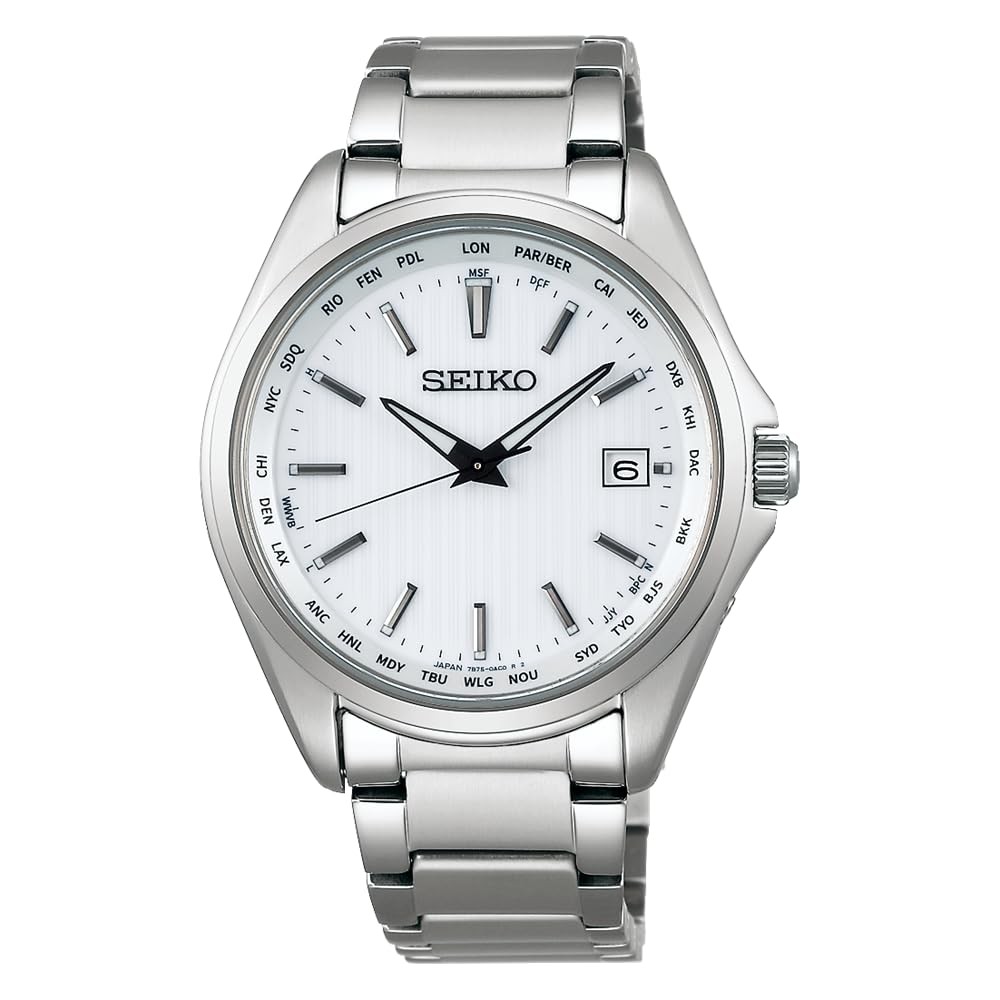 SEIKO Selection SBTM287 White Dial Titanium Solar Atomic Radio Men’s Watch