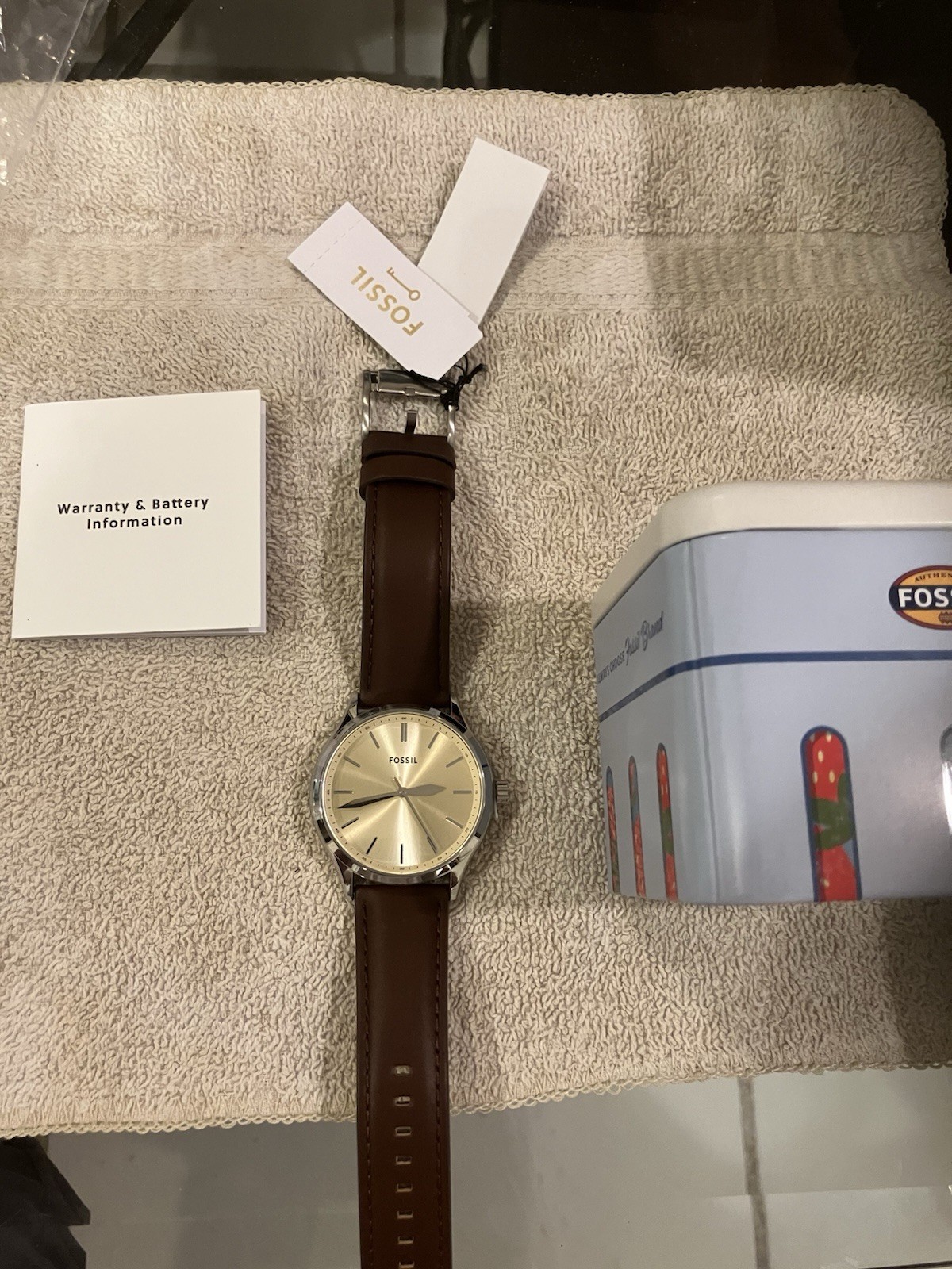 Fossil Fenmore Watch ,Leather Strap, Miyota Quartz 2035 ! New In Box