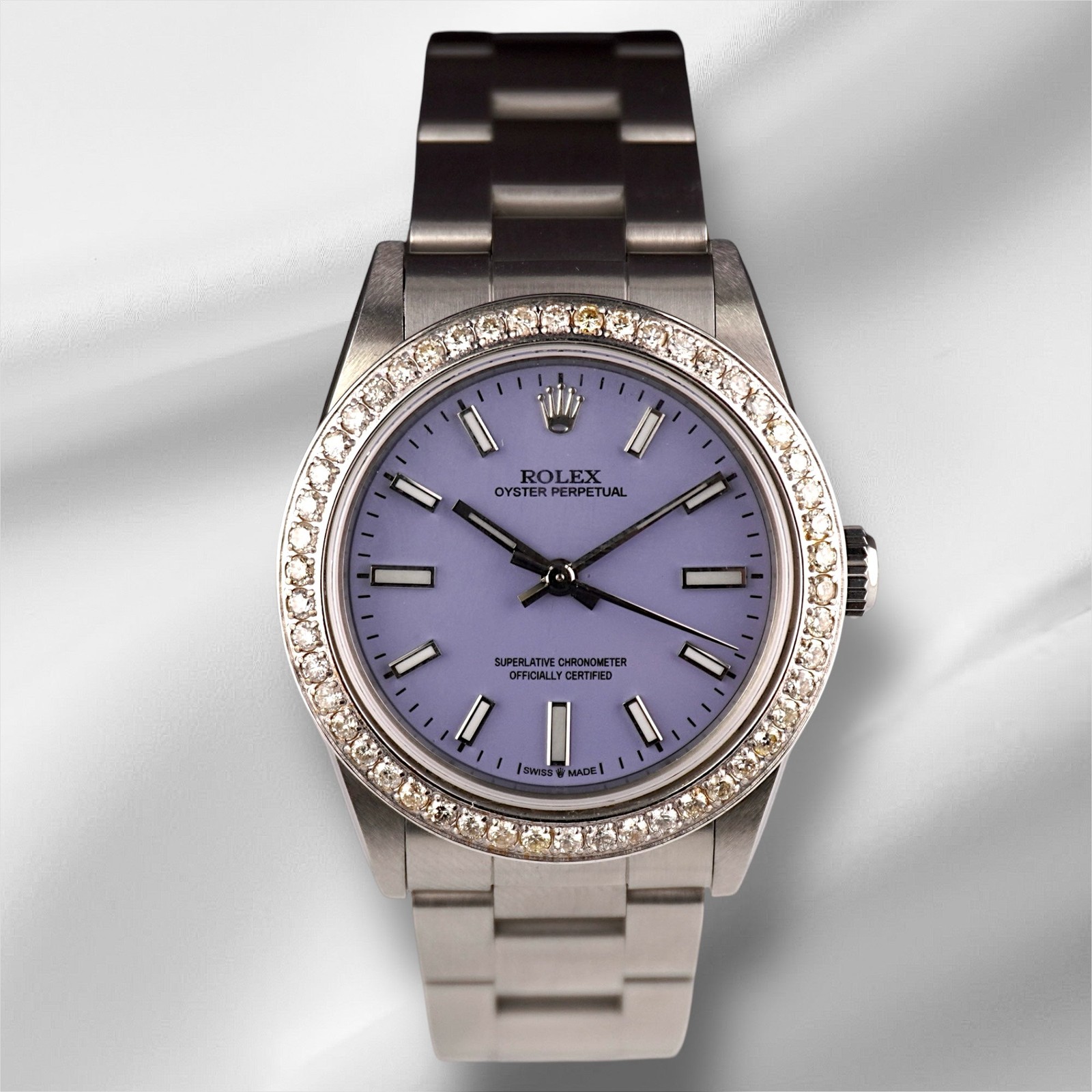 Rolex Oyster Perpetual 31mm 2ct Diamonds Lavender Dial Steel Automatic Watch