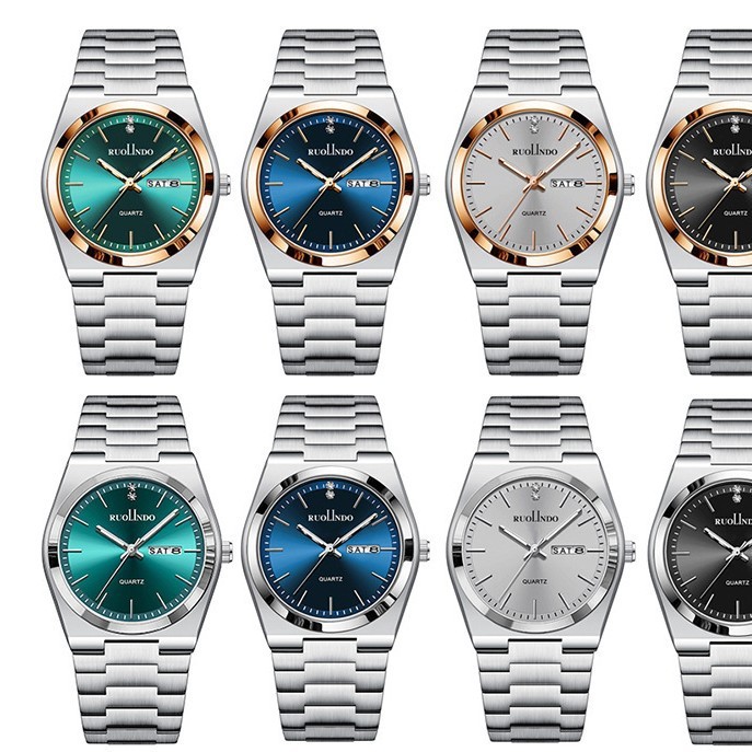 Ultra-thin Butterfly-clasp Steel-band Quartz Mens Watch