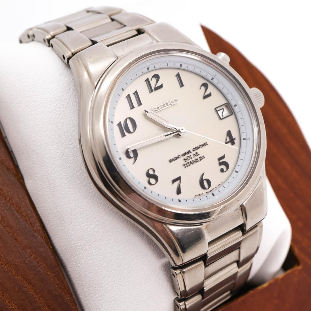 Seiko 7B22-0AD0 Radio Solar Titanium Watch 10 Bar 19.5 cm
