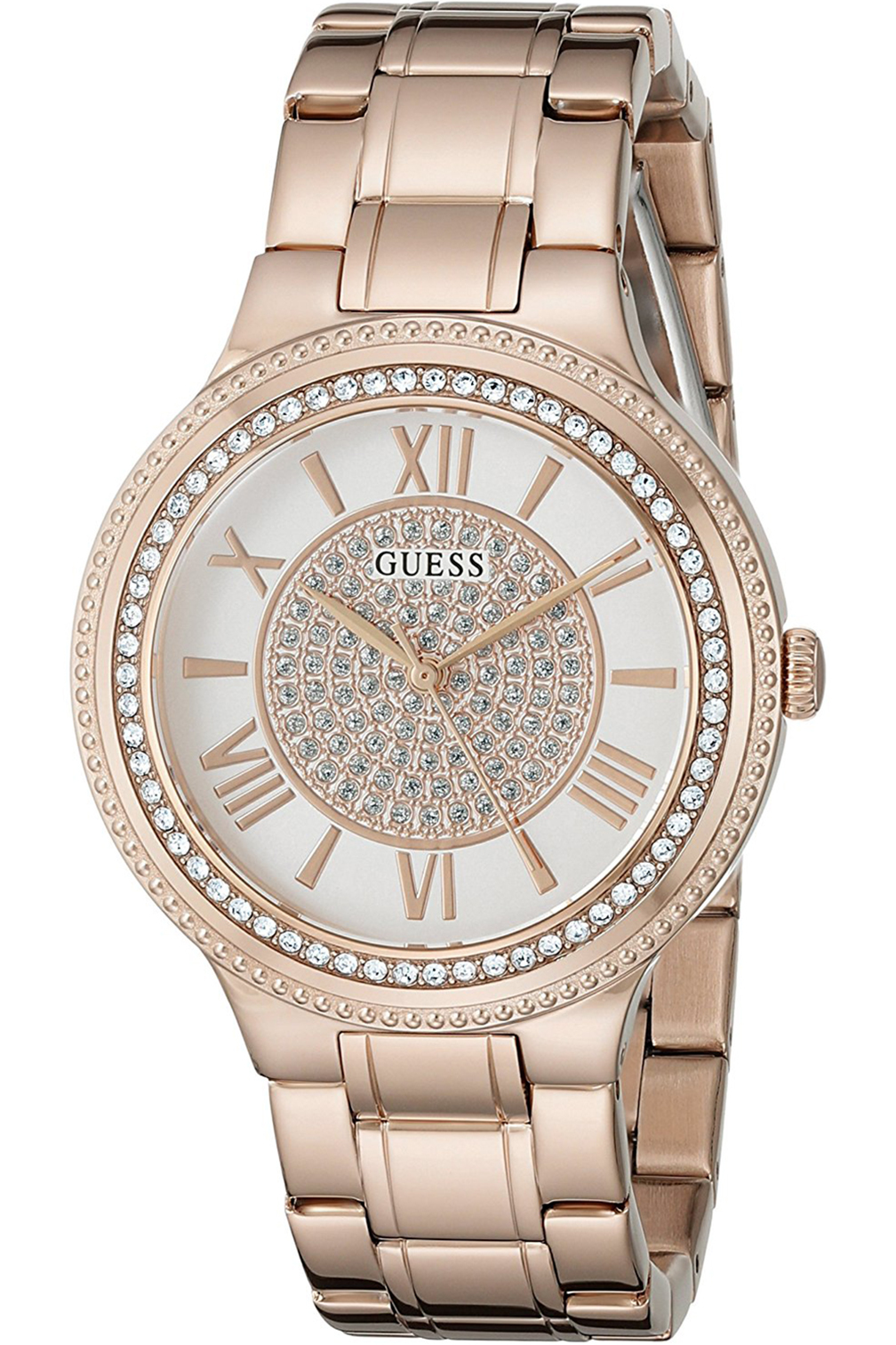 GUESS W0637L3,Ladies Dress,Stainless Steel,Rose-Tone,Crystal Accented Bezel