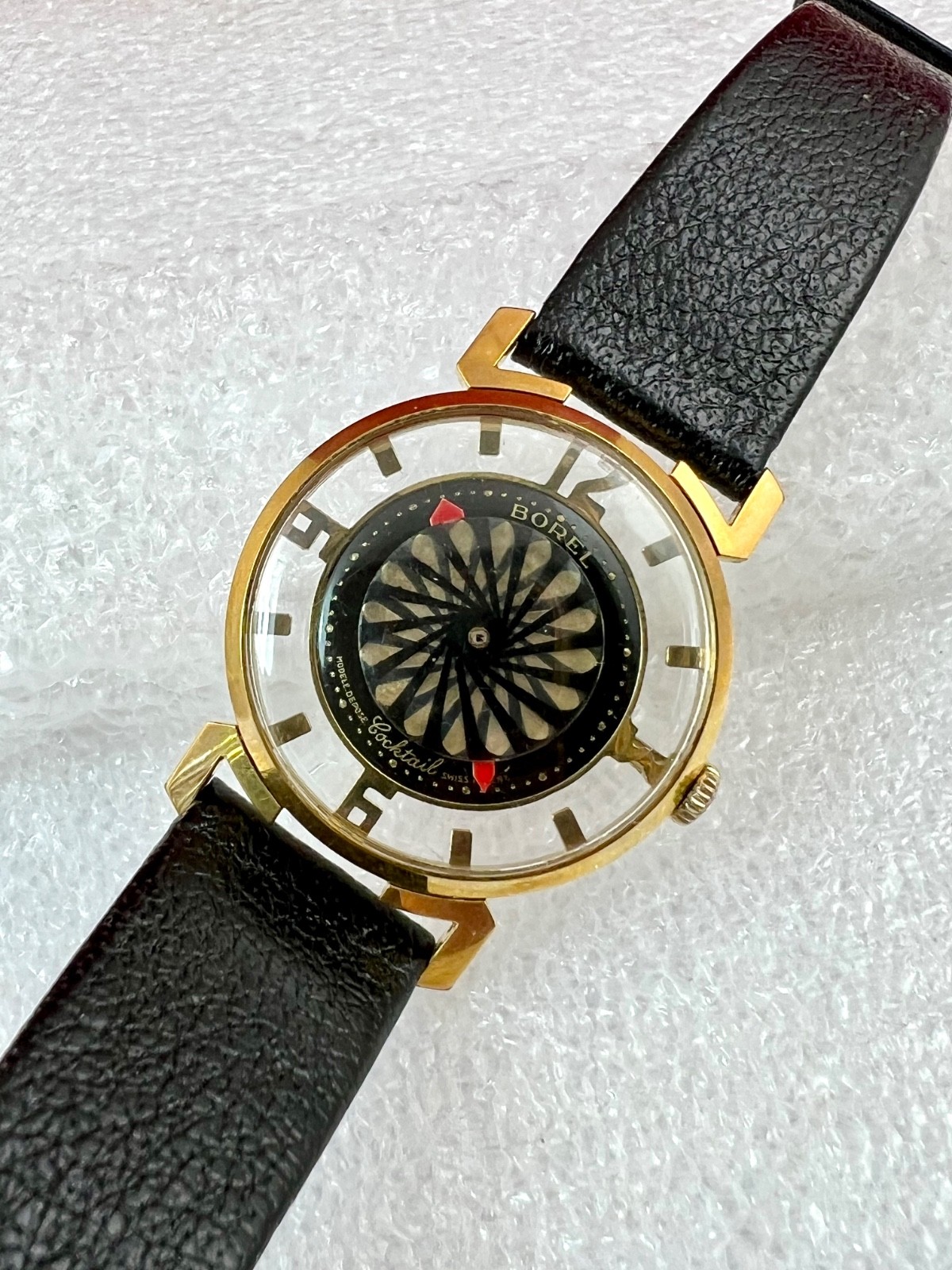 BOREL / SYNCHRON COCKTAIL WATCH BLOOMING FLOWER MYSTERY DIAL, SKELETON 17J SWISS