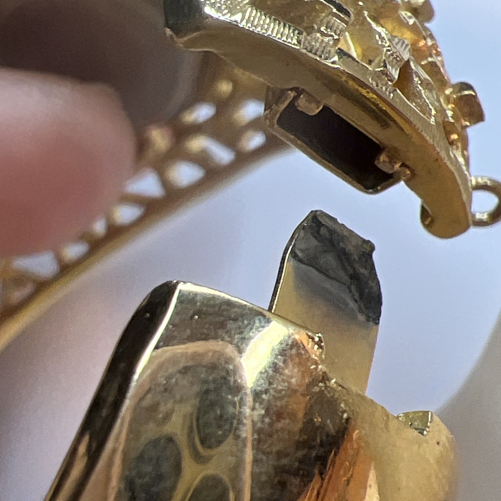Crown Trifari Women Gold Tone Brutalist Bracelet 17 Jewel Watch RARE Project