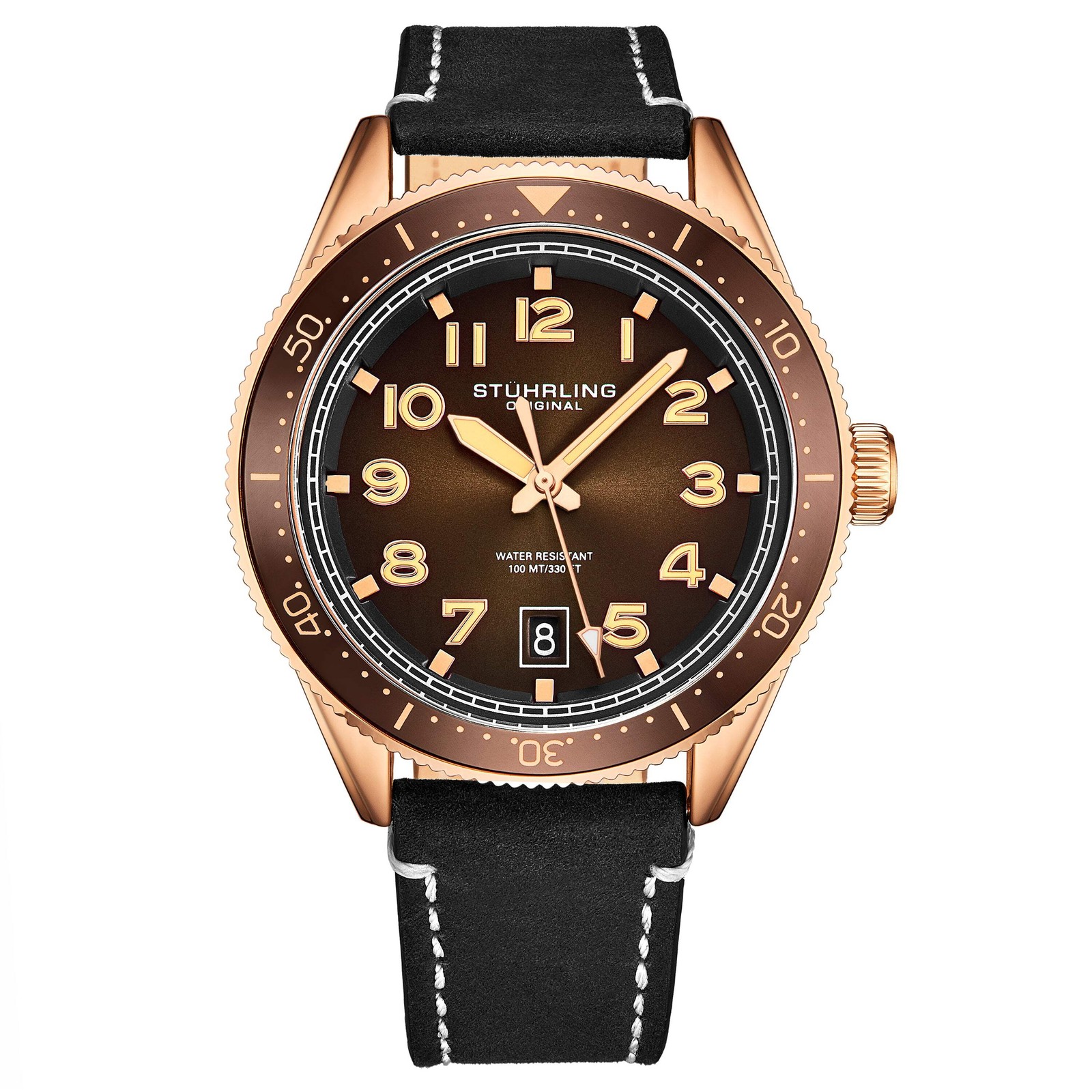 Monaco Black/Leather/Brown Dial/Rose Case | Brown Dial Wristwatch 3989.4