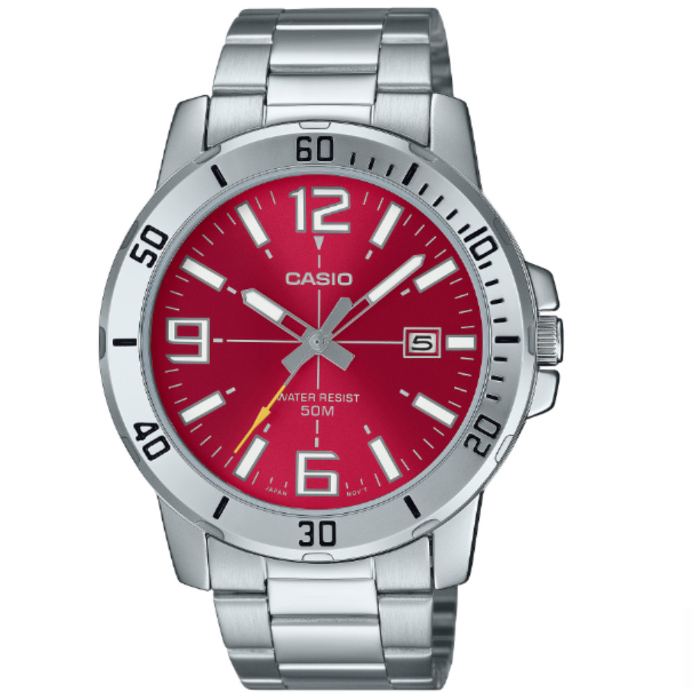Casio Stainless Steel Mint Red Dial Japan Mov’t Quartz MTP-VD01D-4BV Mens Watch