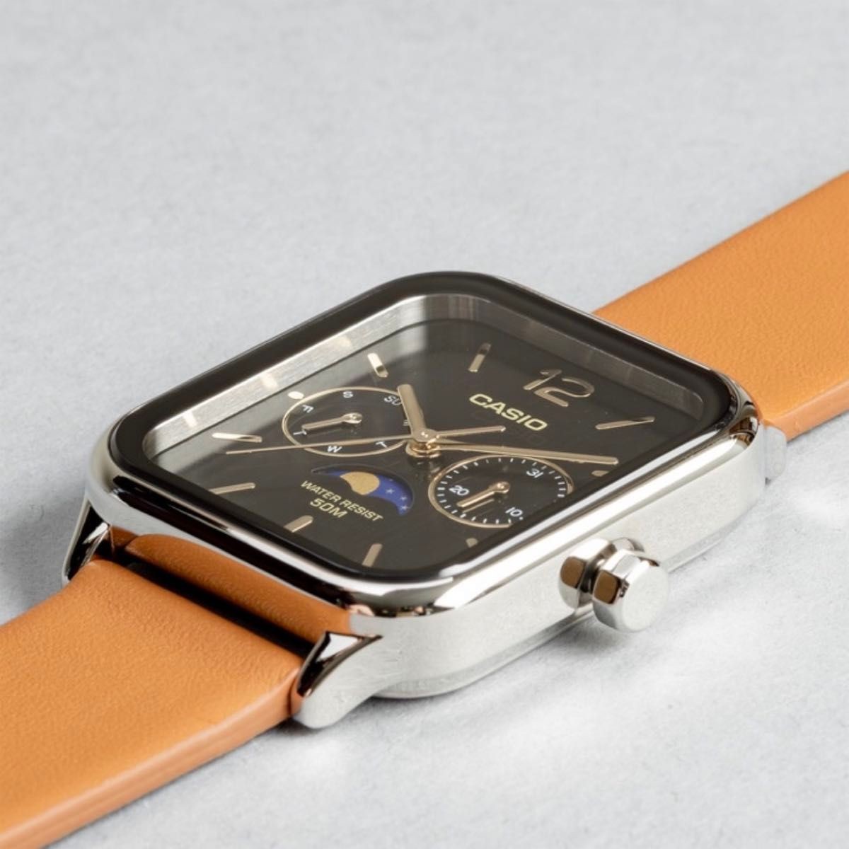 New CASIO MTP M305L 1A STANDARD MENS CASIO Analog Moon Waterproof Leather Strap