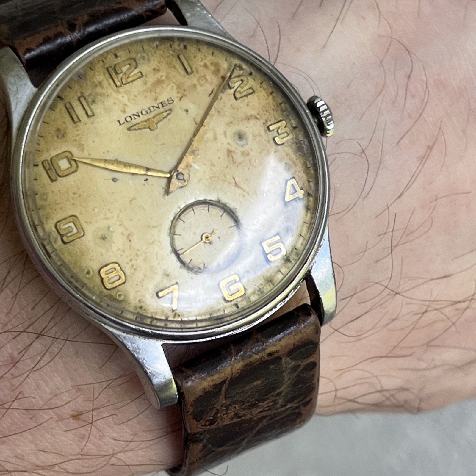 Vintage Longines Watch 5356 Manual Cal.12.68Z Swiss Military Calatrava Tropical