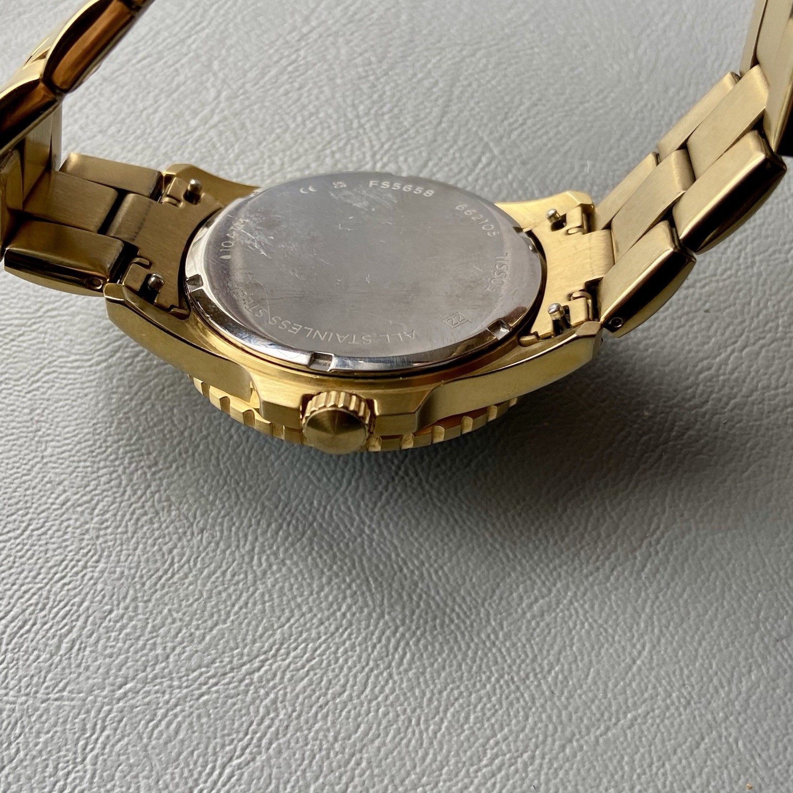 Mens Genuine Fossil Designer Watch Green Gold FB-01 Date FS5658 Serviced