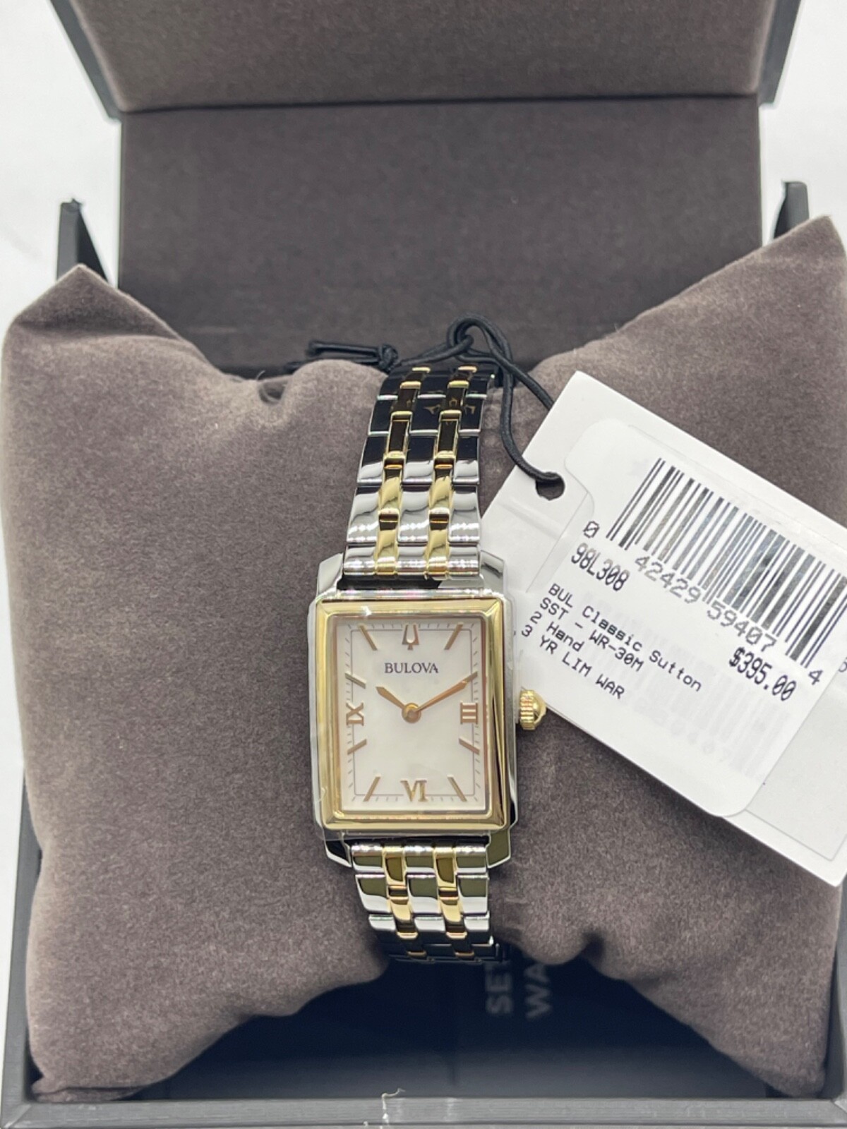 Bulova Sutton Ladies Two-Tone Stainless Steel Watch 98L308 Dial SS Bracelet