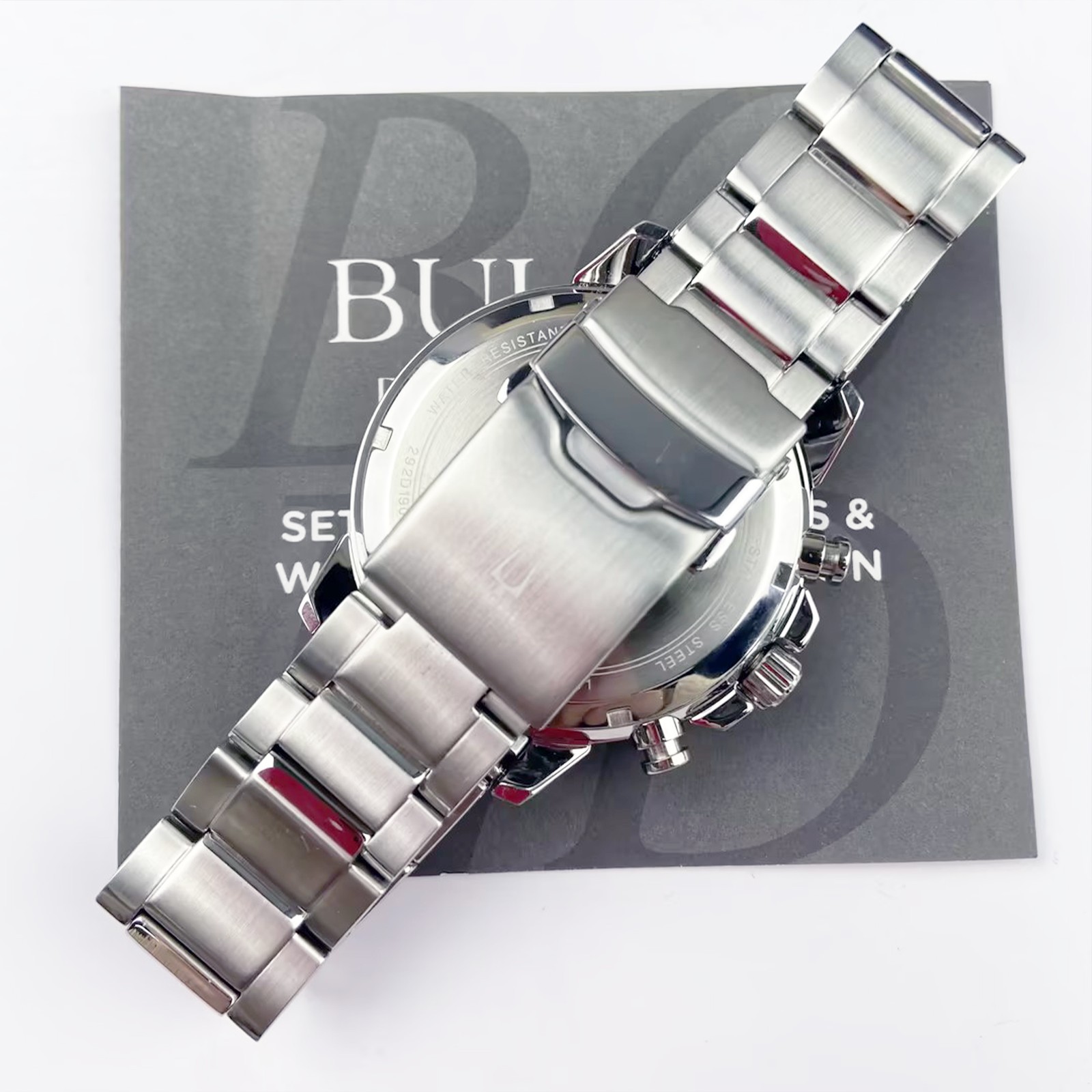Bulova Marine Star C Men’s Classic 96B272 Black Dial Quartz Watch 45mm Steel