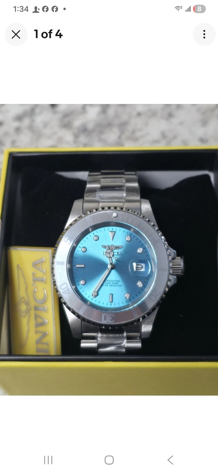 Invicta Pro Diver Aurenova Men’s Watch 40mm Steel Light Blue Dial Quartz 50957