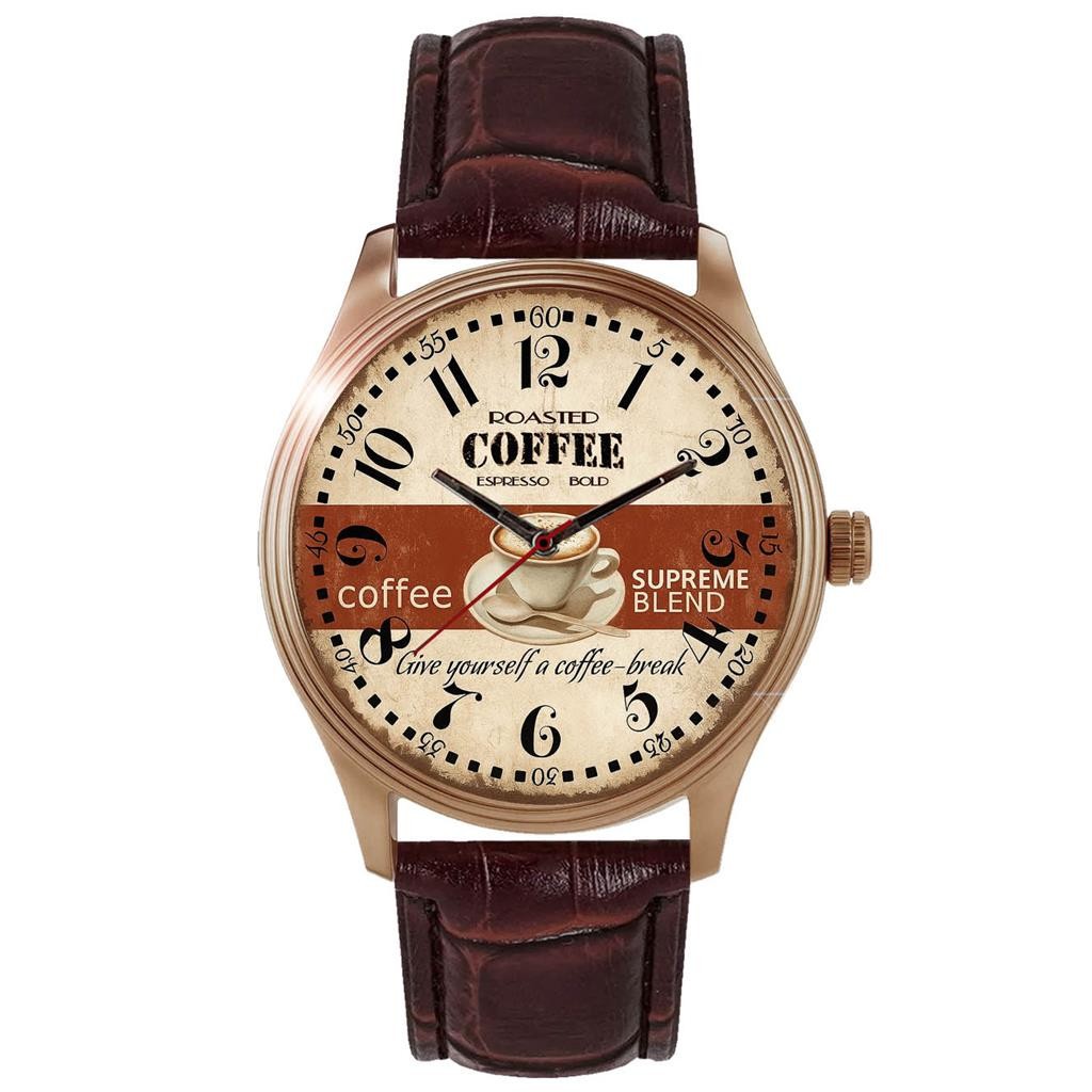 Vintage 1950 Roasted Coffee Promotional Metal Dial Solid Brass Collectible Watch