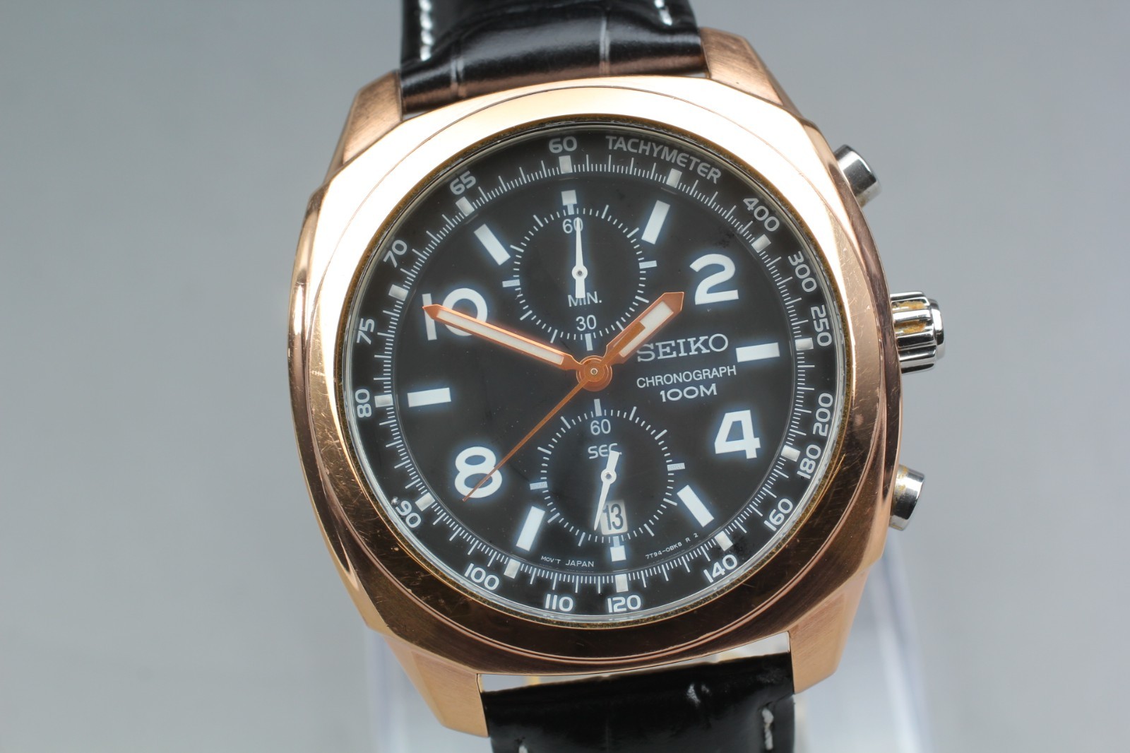 [Exc+5] SEIKO Chronograph 7T94-0BF0 Gold Quartz Men’s Watch From Japan #3528