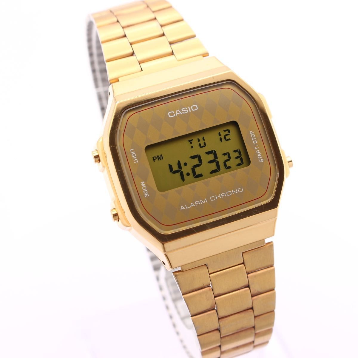 CASIO A168 Men’s Digital Watch Gold Argyle Pattern Retro Overseas Model Quartz C