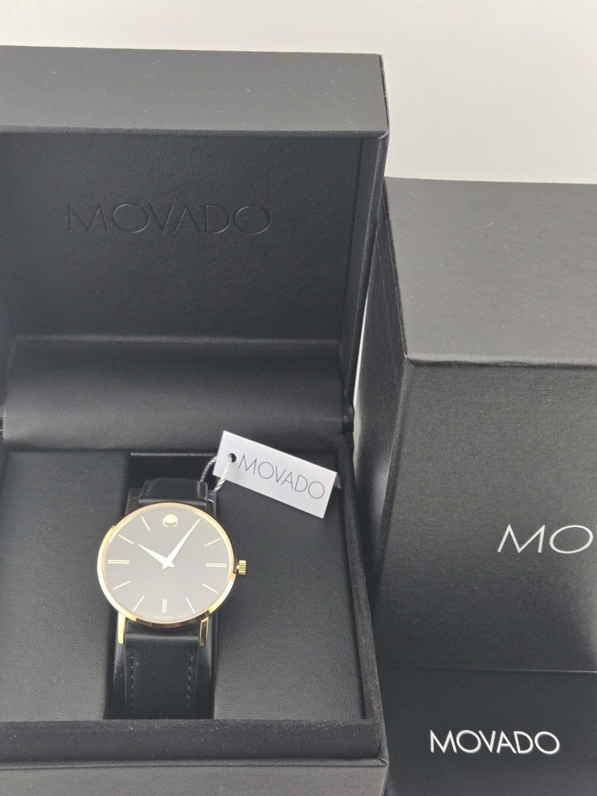 Movado Signature Men’s Black Dial Leather Band Watch – 0607988 ($695 MSRP)