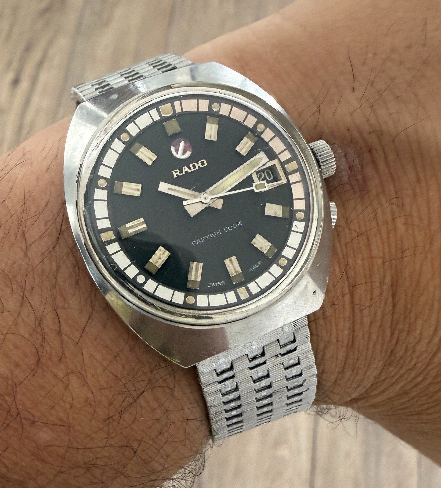 Vintage Rado Captain Cook Diver Automatic Steel 1960s Watch Rotating Bezel