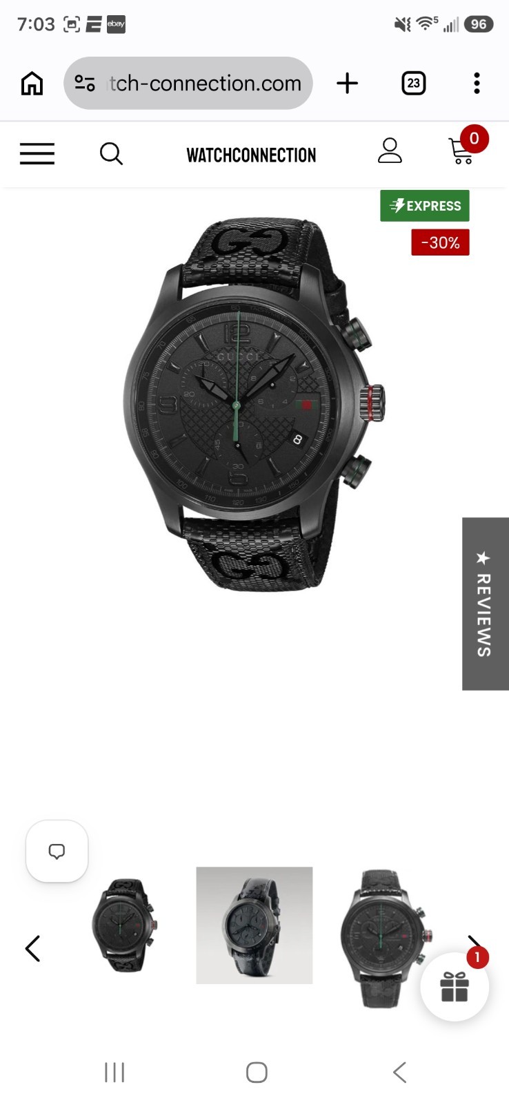 Gucci G-Timeless Men’s Quartz Chronograph Tachymeter Date 44mm Black Leather